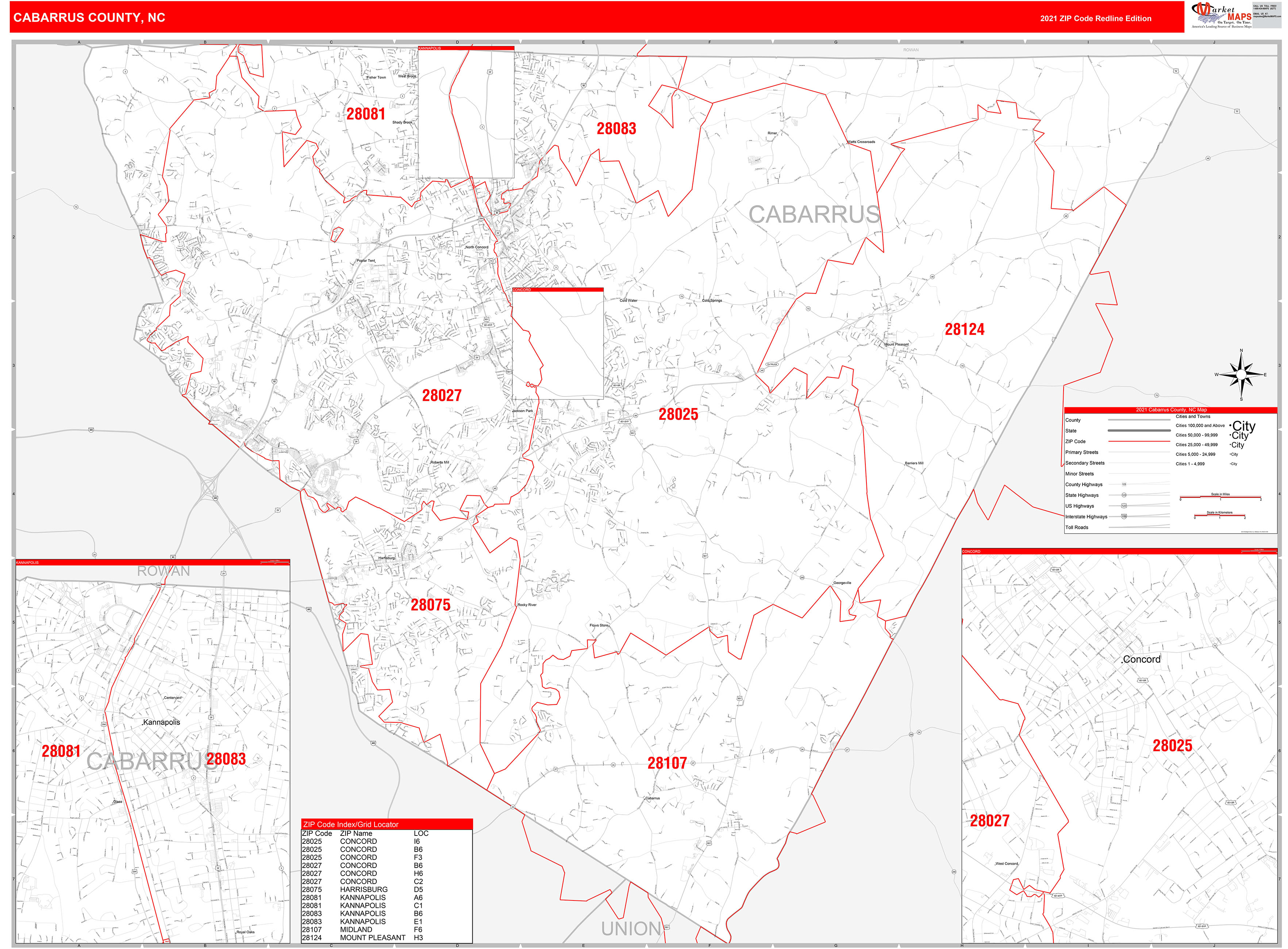 Cabarrus County Zip Code Map