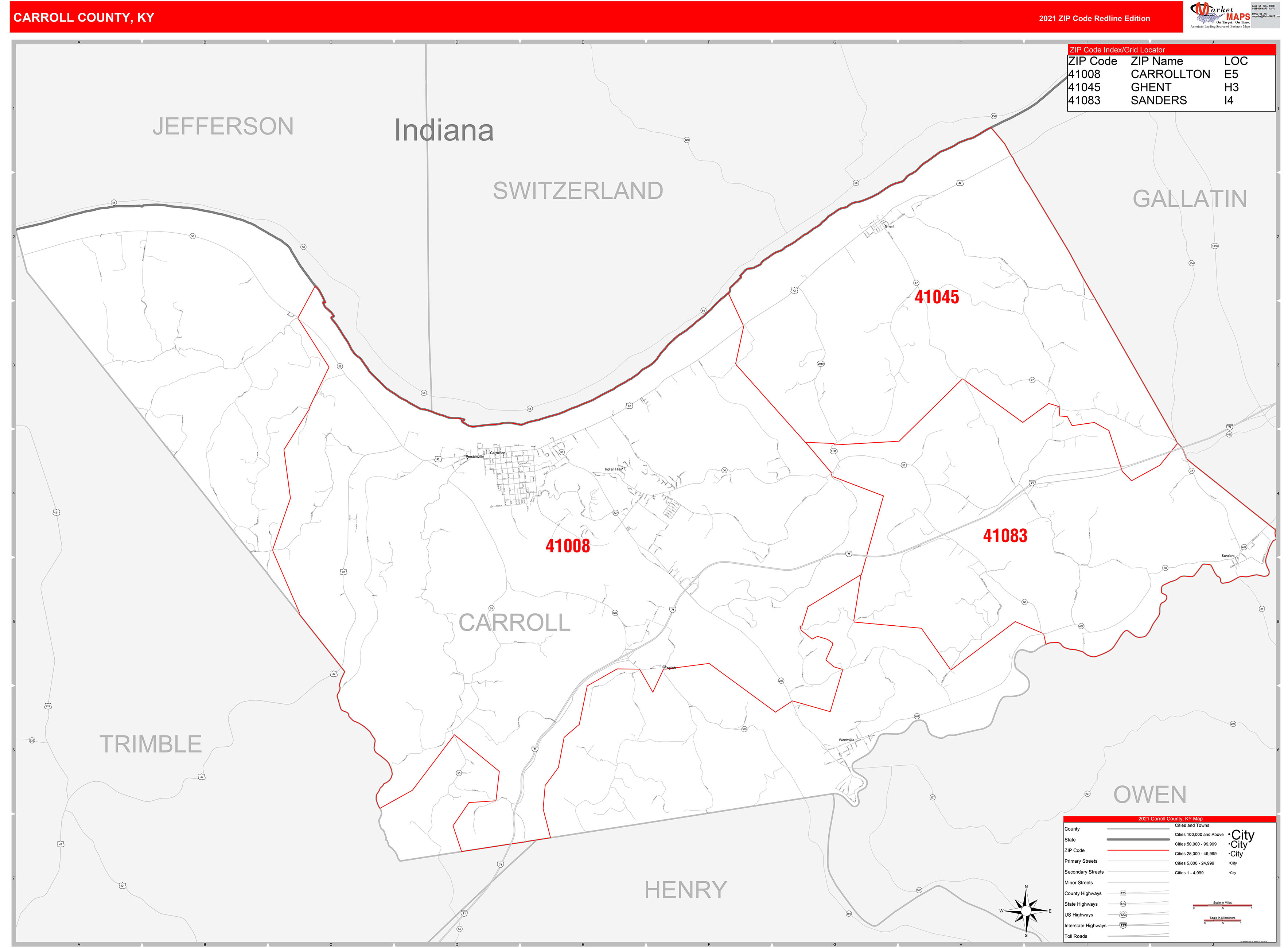 carroll-county-ky-zip-code-wall-map-red-line-style-by-marketmaps