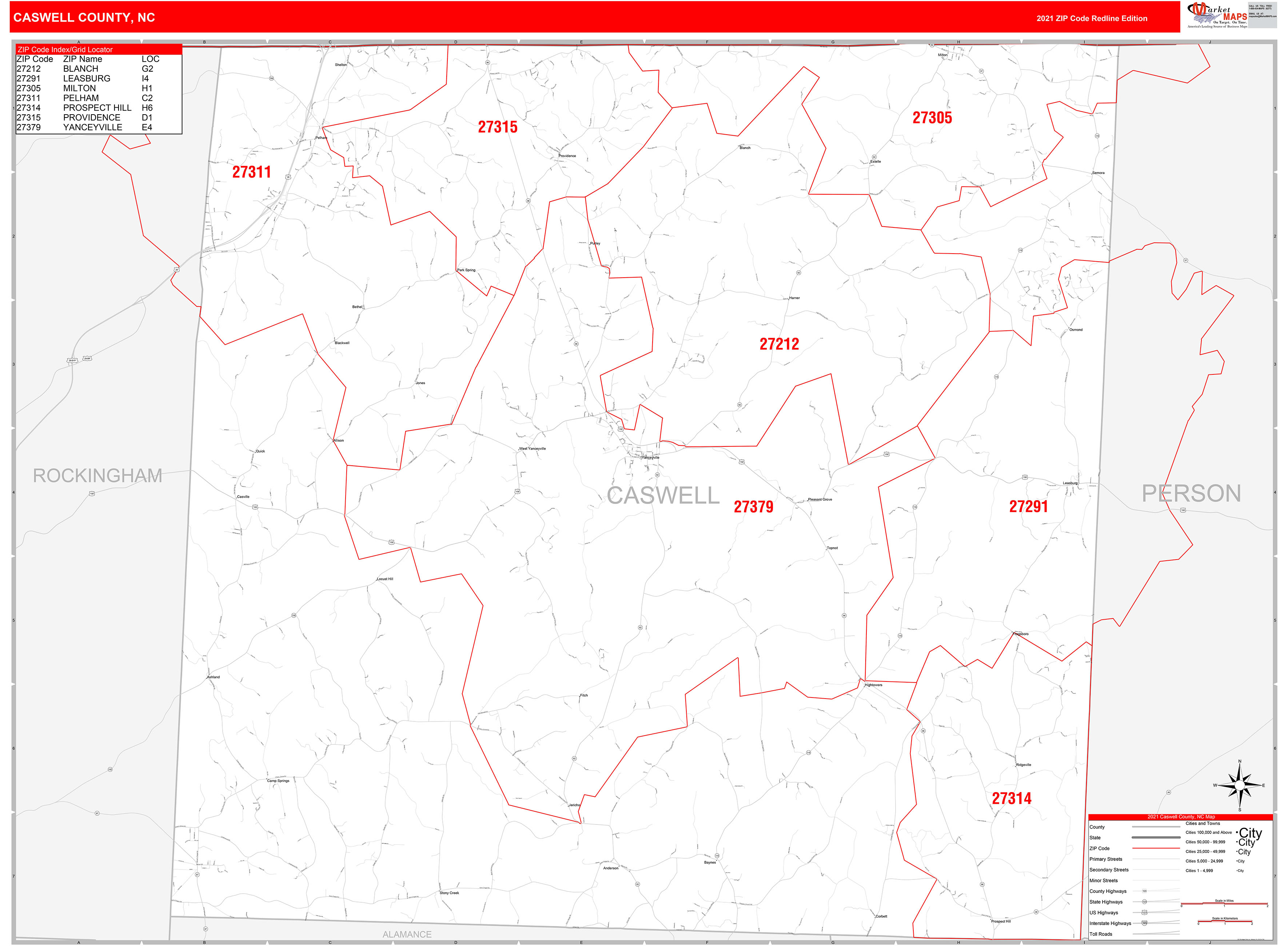 Caswell County NC Map