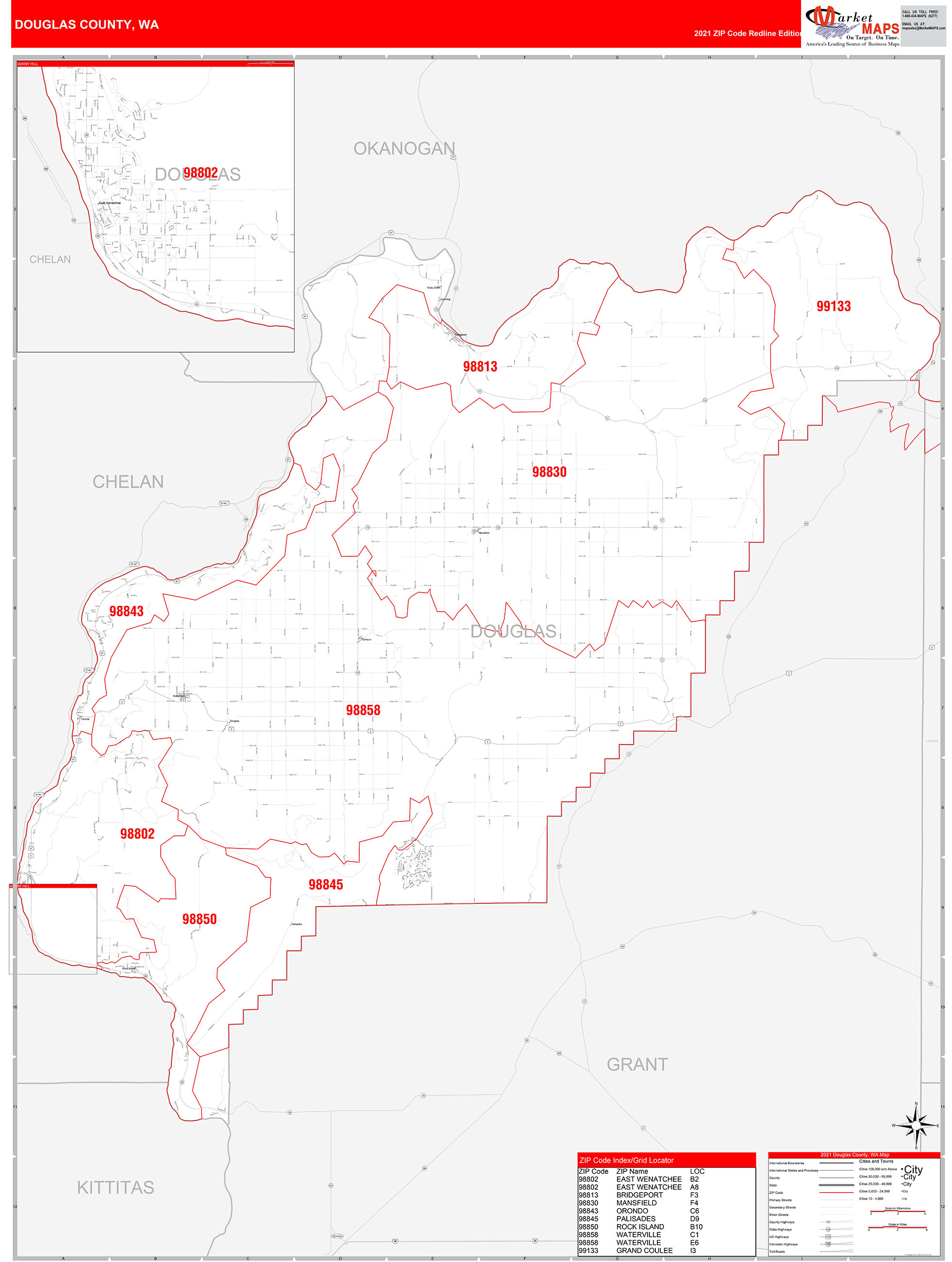 Douglas County Washington Zip Code Wall Map | Images and Photos finder