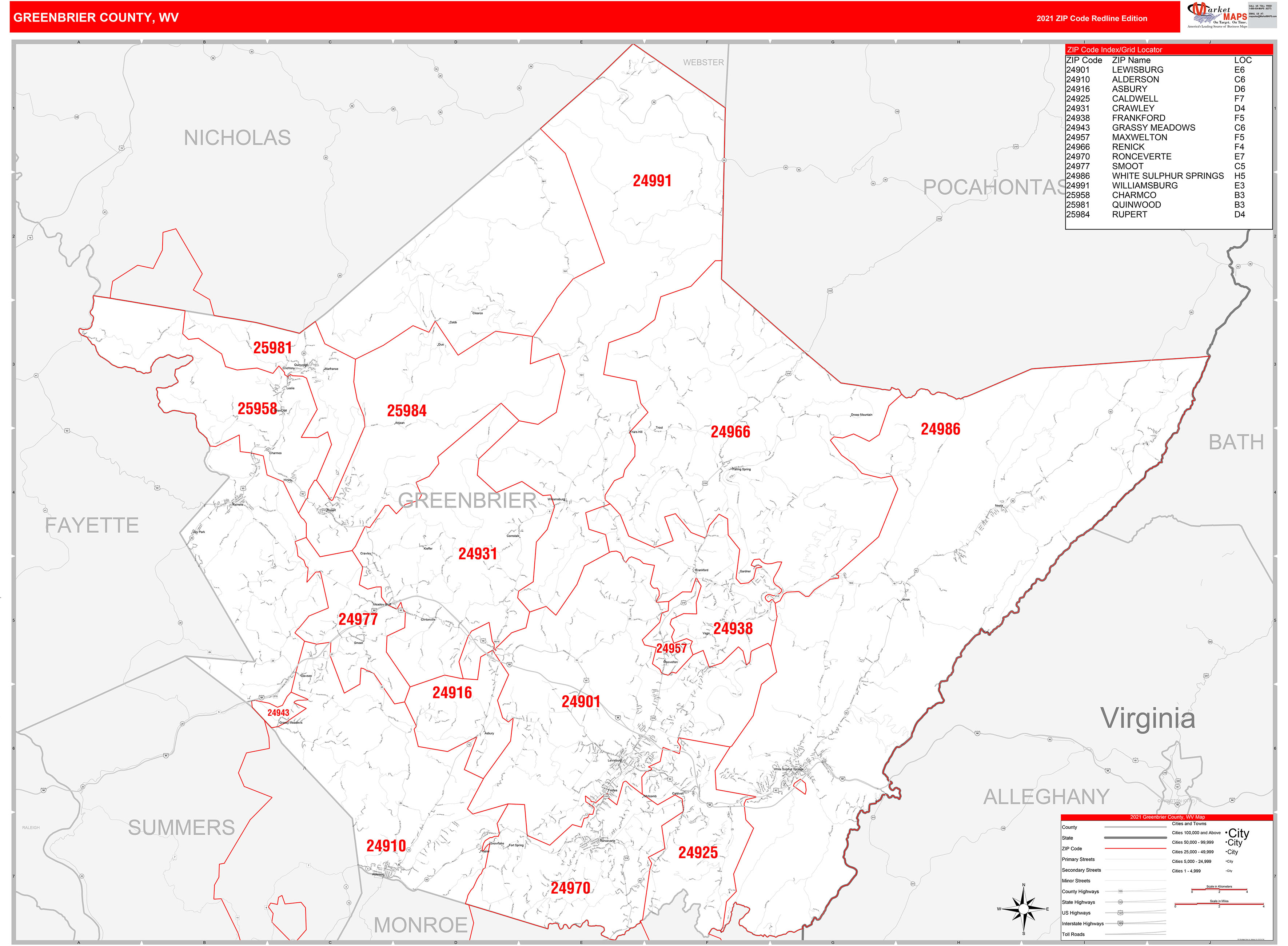 Greenbrier County West Virginia Map