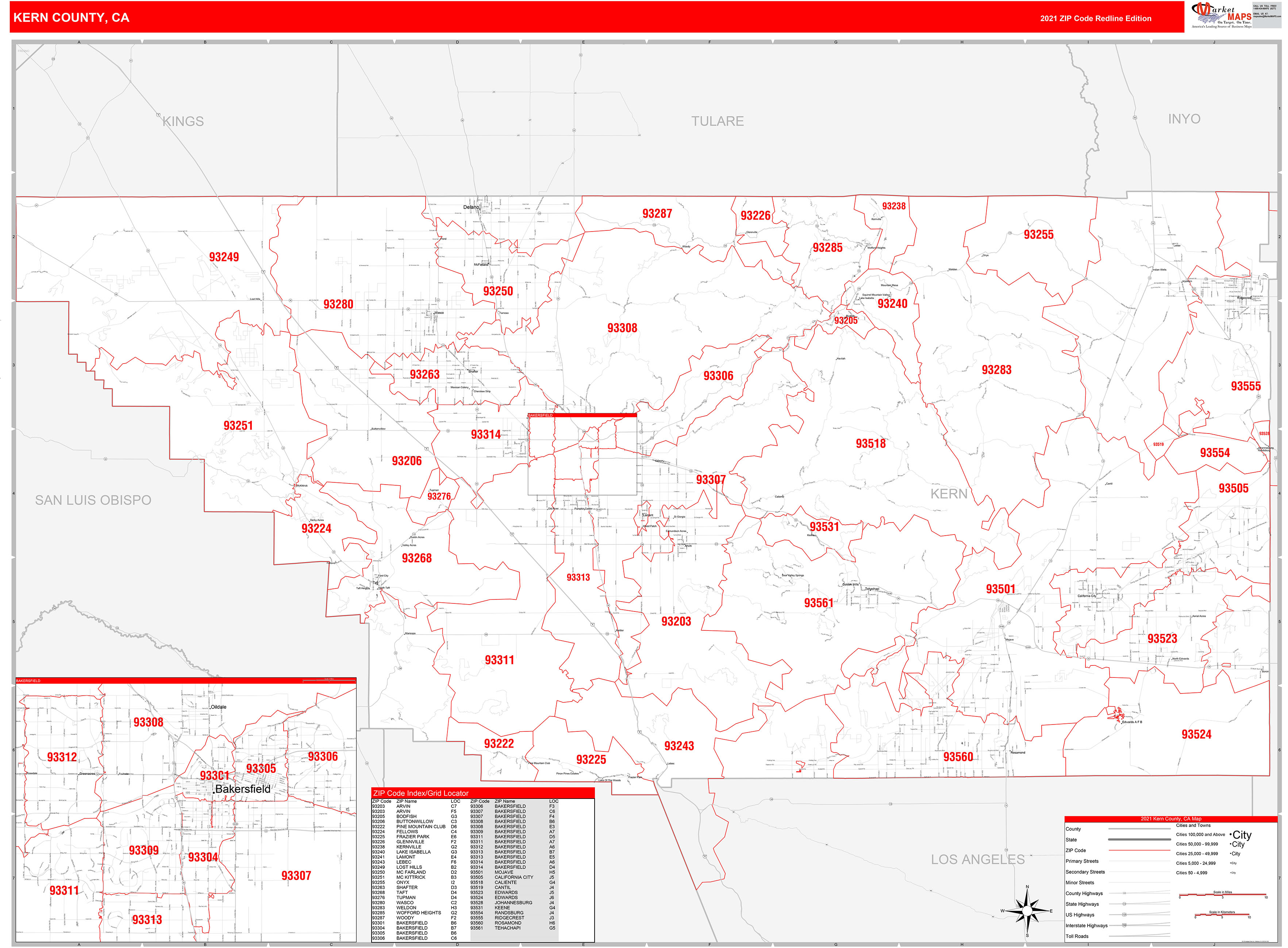 Kern County Zip Code Map - Printable Maps Online