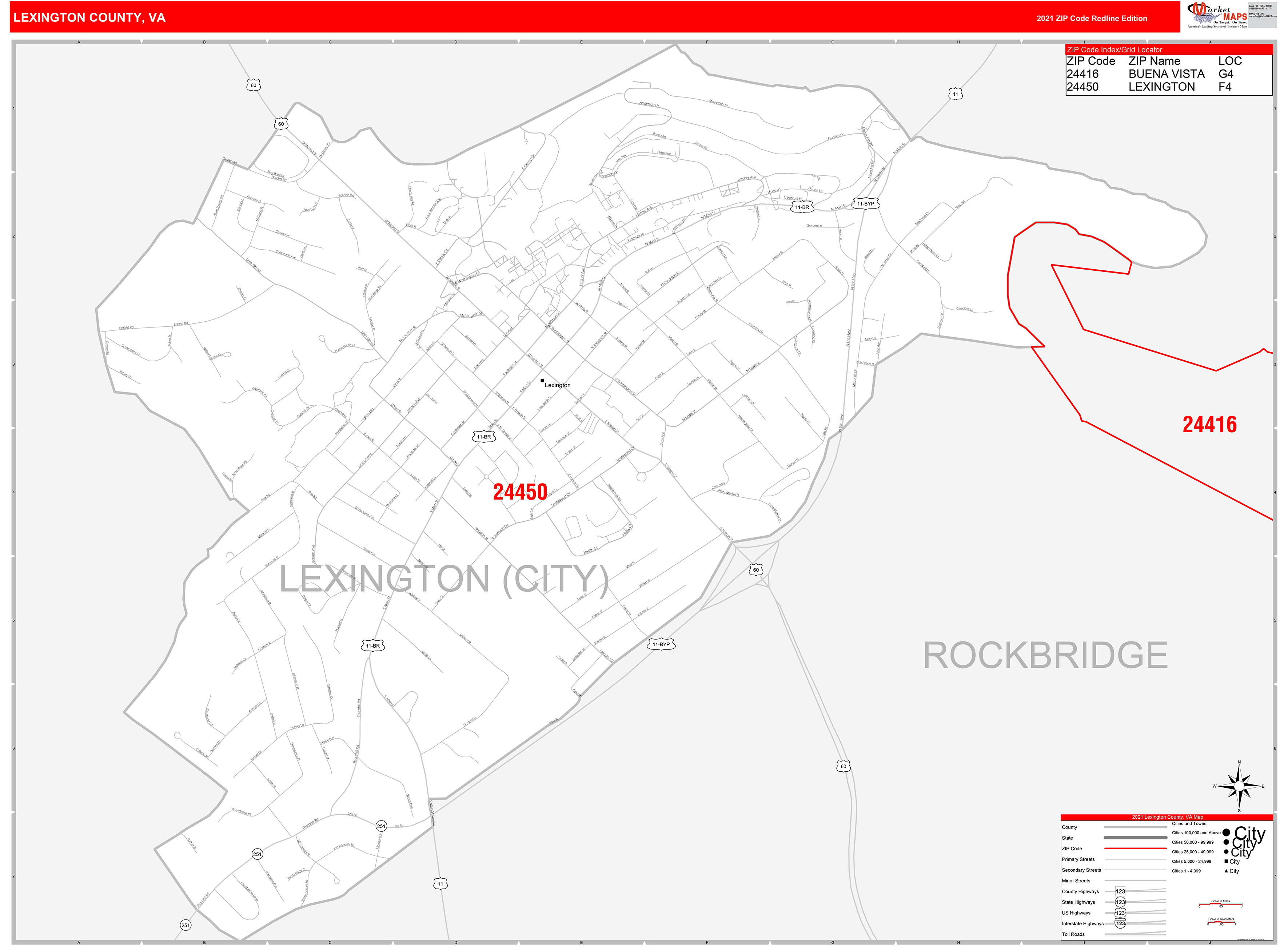 lexington-county-va-zip-code-wall-map-red-line-style-by-marketmaps