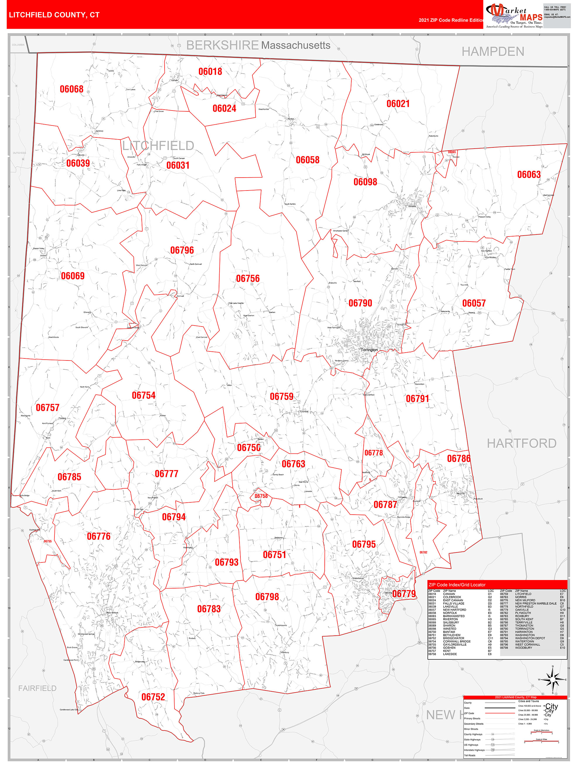 Litchfield County Zip Code Map Connecticut 3633