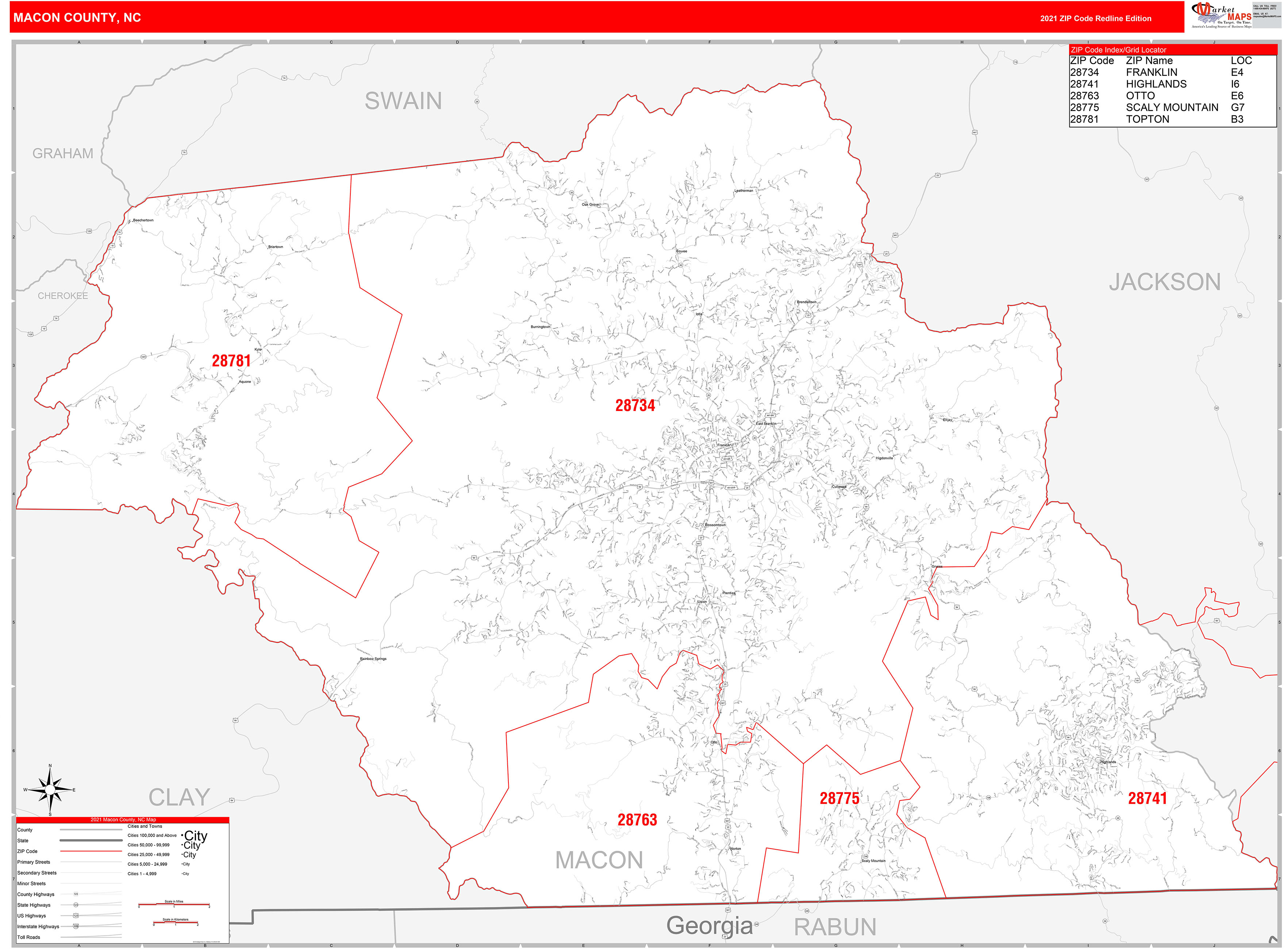 Macon County Nc Wall Map Premium Style By Marketmaps | Images and ...