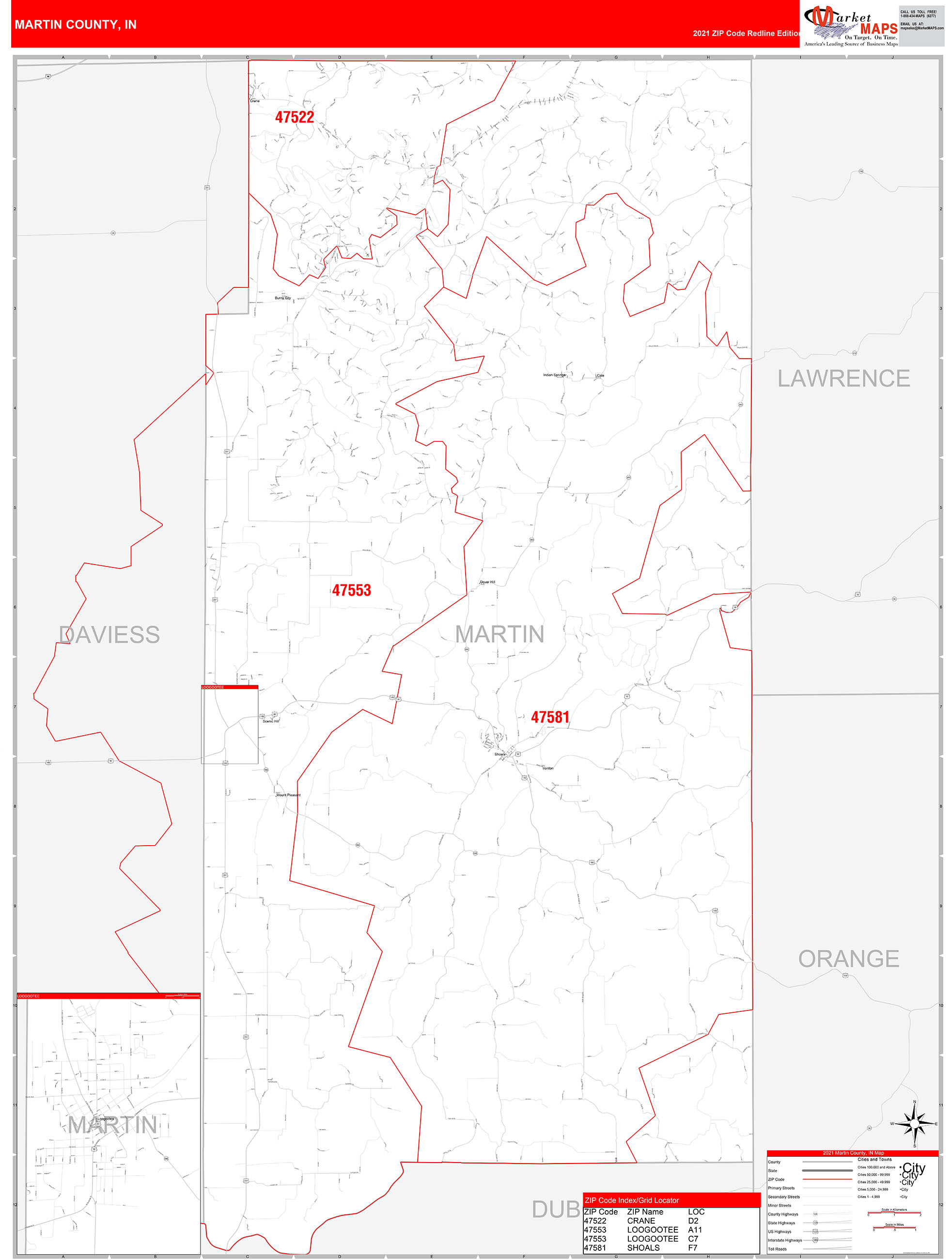 Martin County Zip Code Map