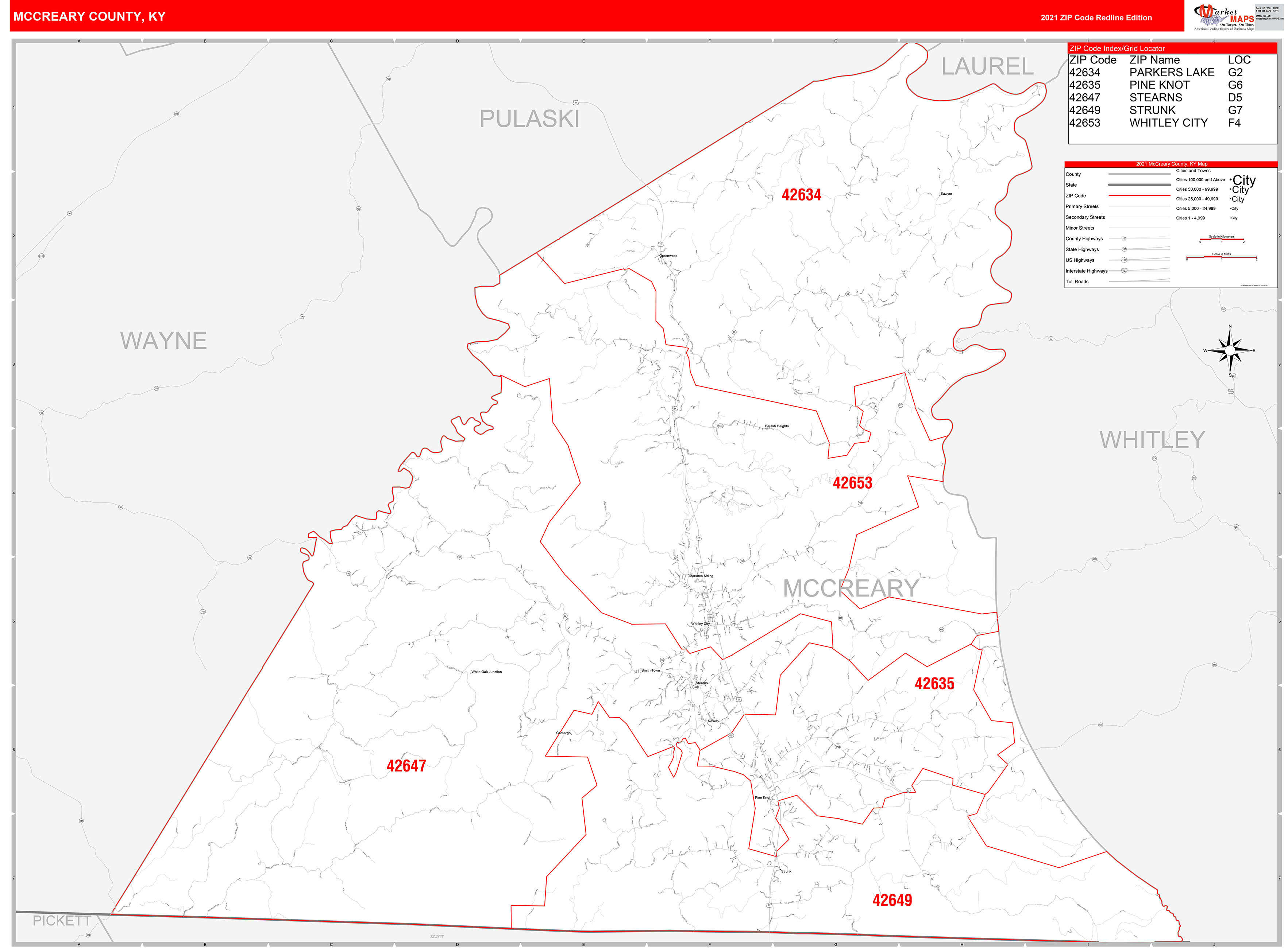 Kentucky Western Wall Map Red Line Style By Marketmap vrogue.co