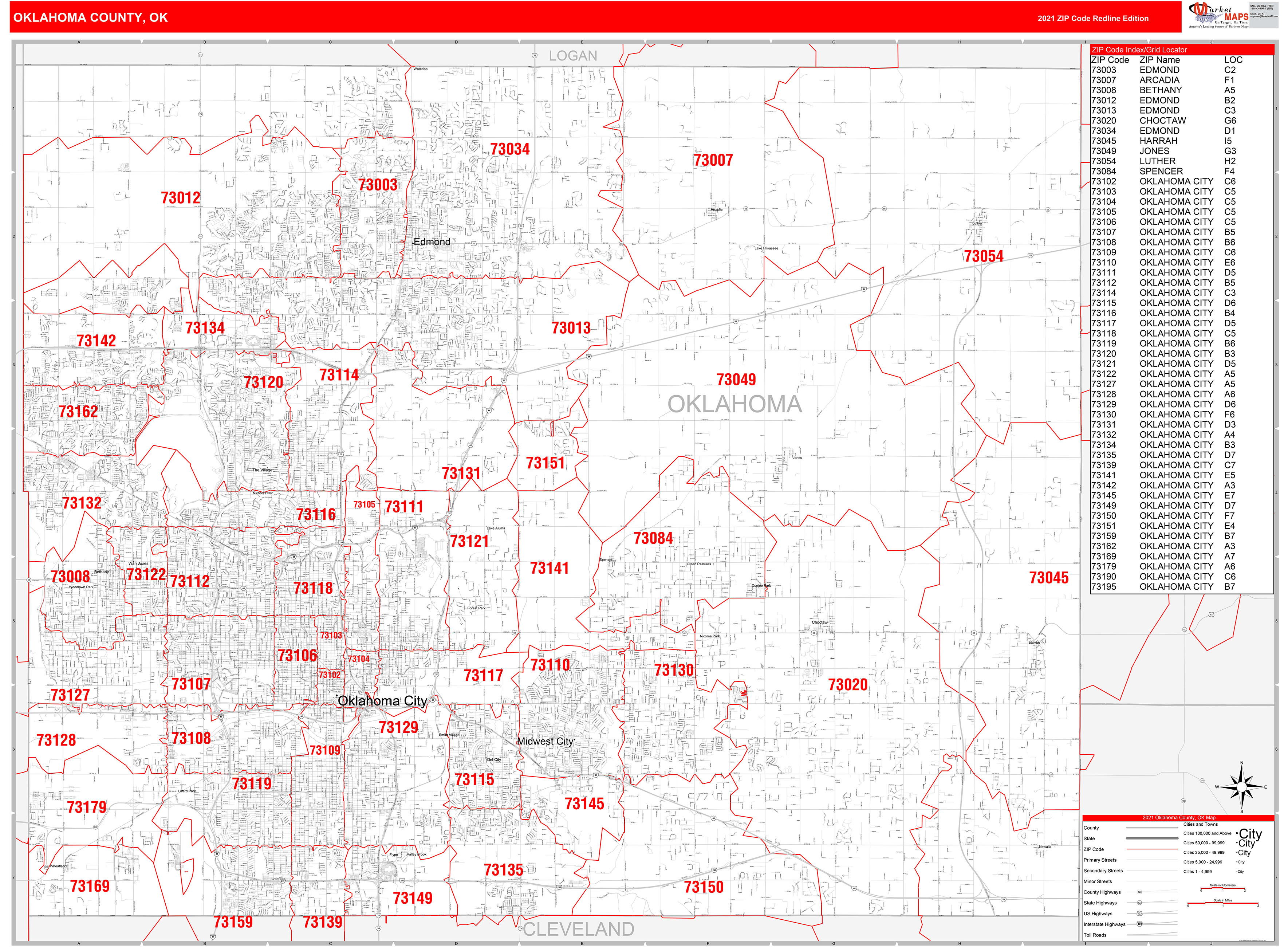 Oklahoma County Ok Zip Code Wall Map Red Line Style By Marketmaps Porn Sex Picture 6858