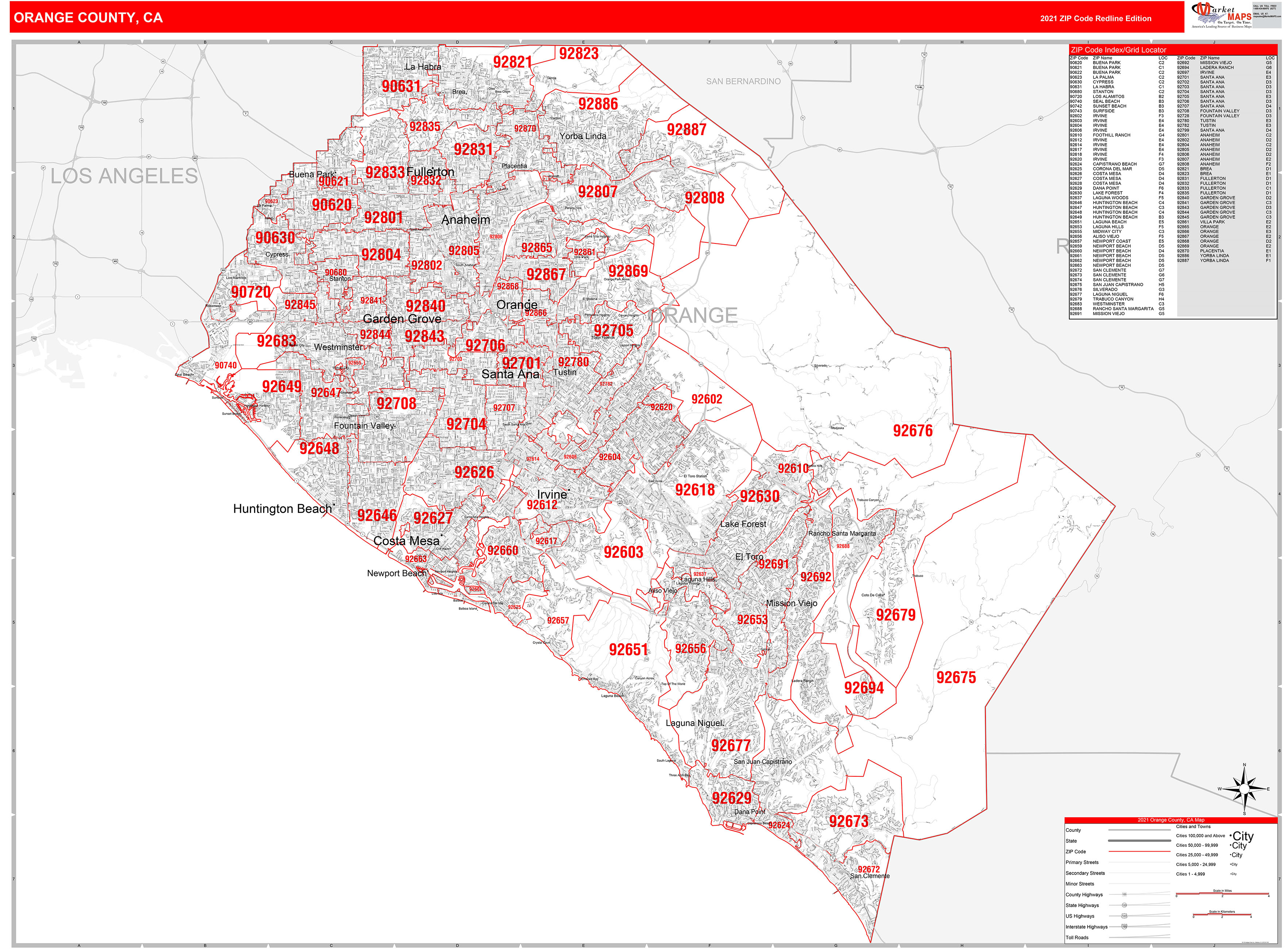 Orange County Ca Metro Area Zip Code Wall Map Premium Style By Marketmaps My Xxx Hot Girl 6021