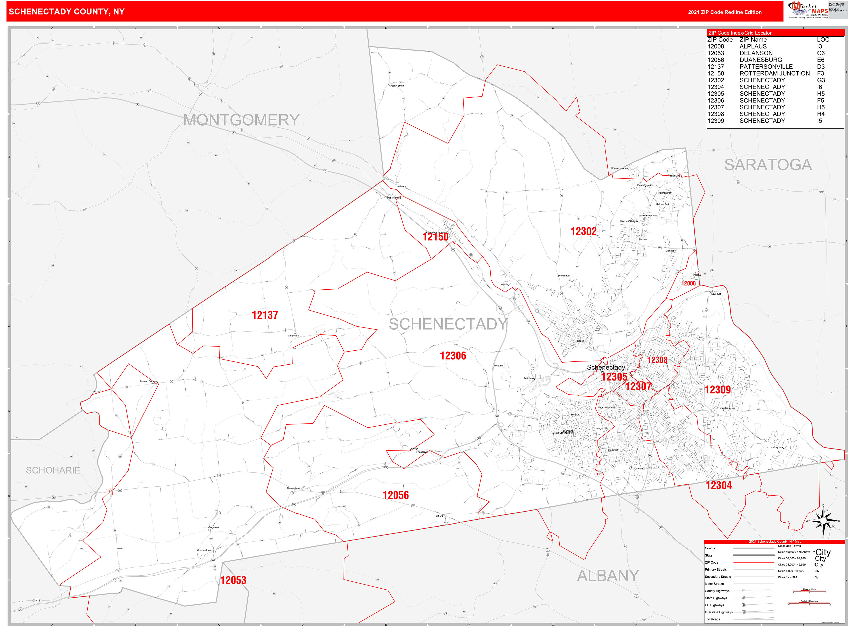 New York Southern Wall Map Red Line Style By Marketma vrogue.co