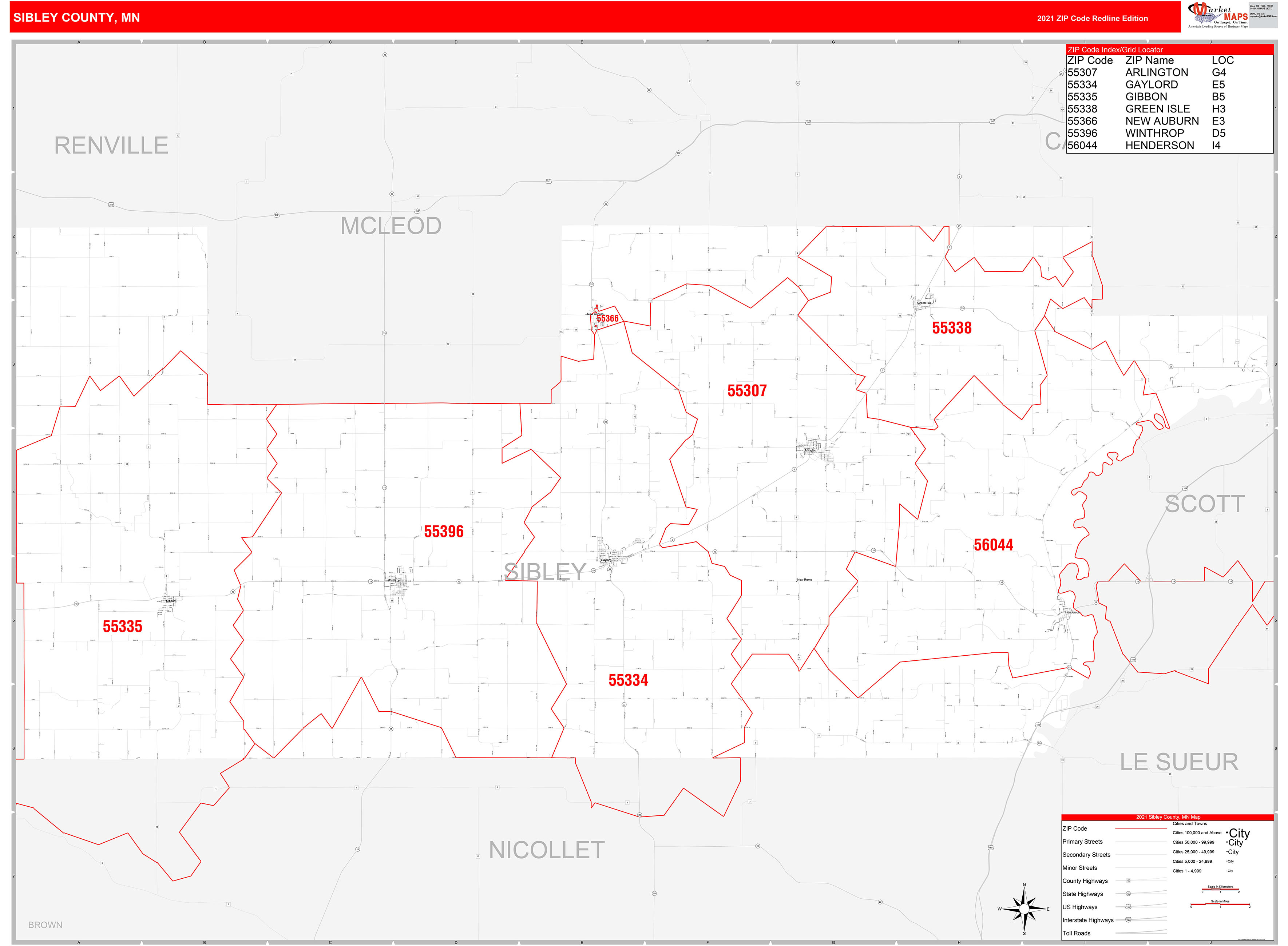 Sibley County Highway Map