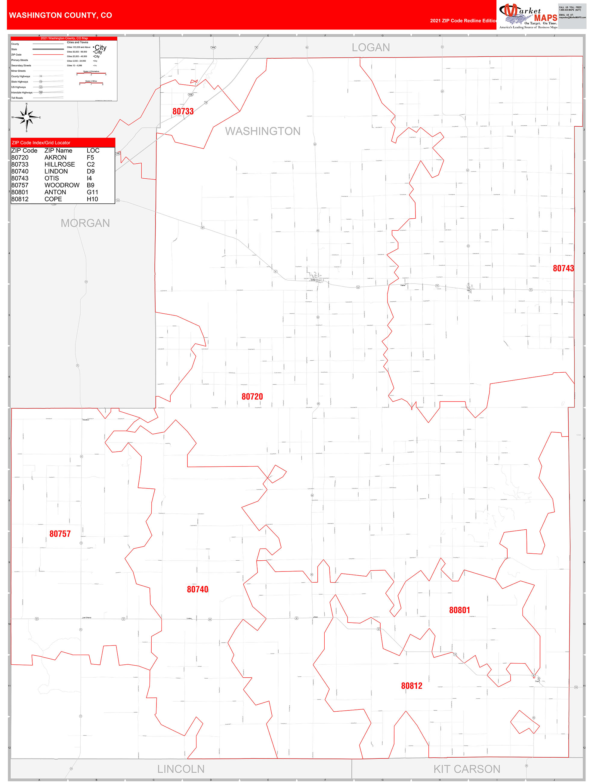 washington-county-co-zip-code-wall-map-red-line-style-by-marketmaps