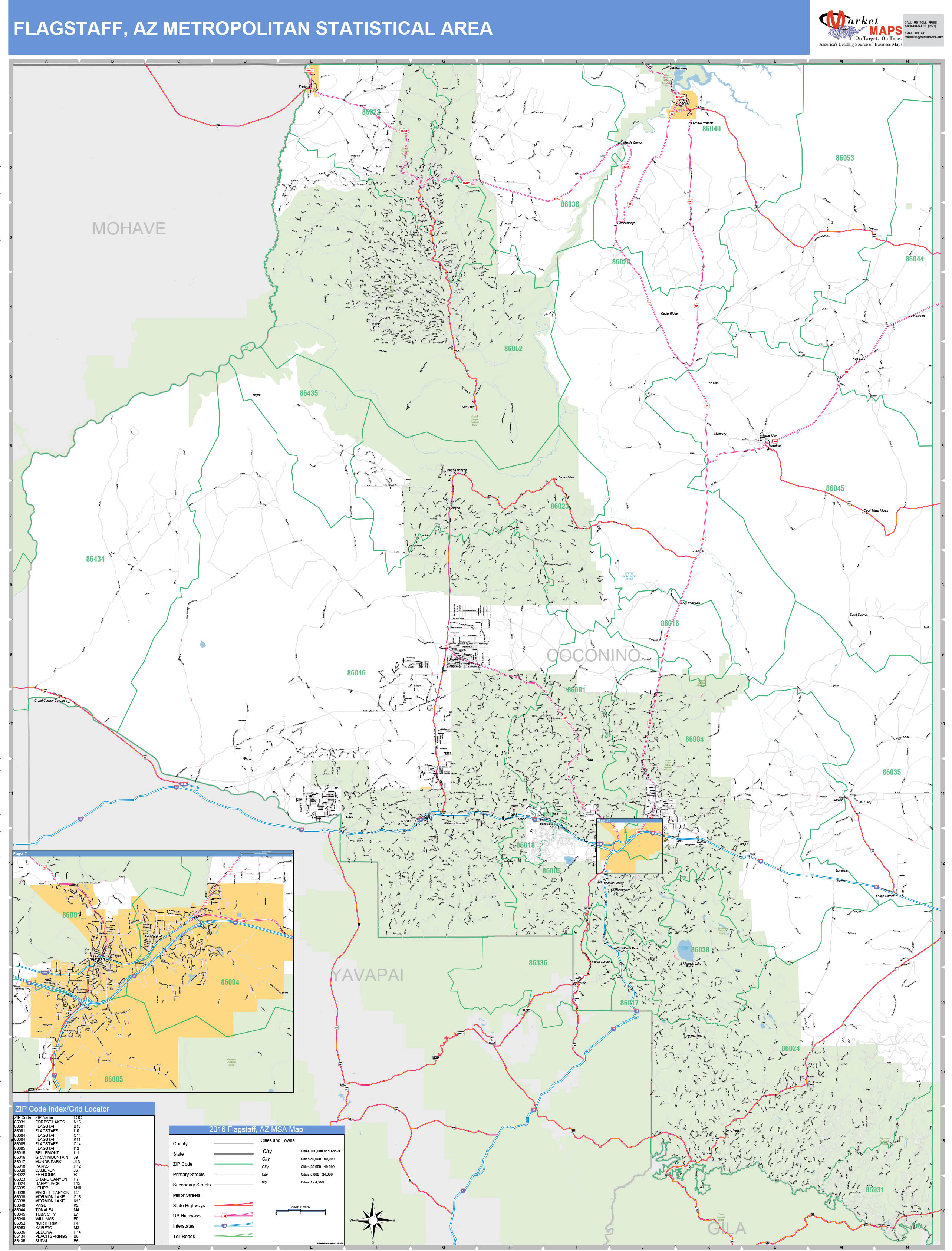 flagstaff-az-metro-area-wall-map-basic-style-by-marketmaps