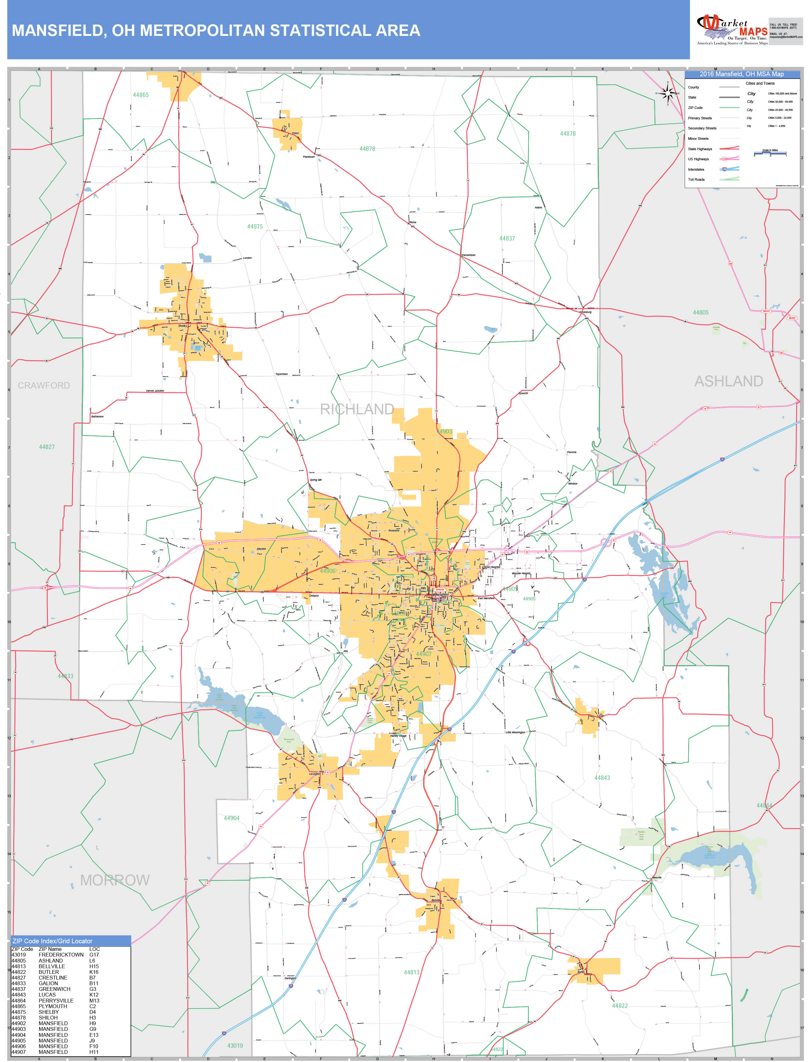 Mansfield Ohio Wall Map Color Cast Style By Marketmaps Images And Photos Finder 3368