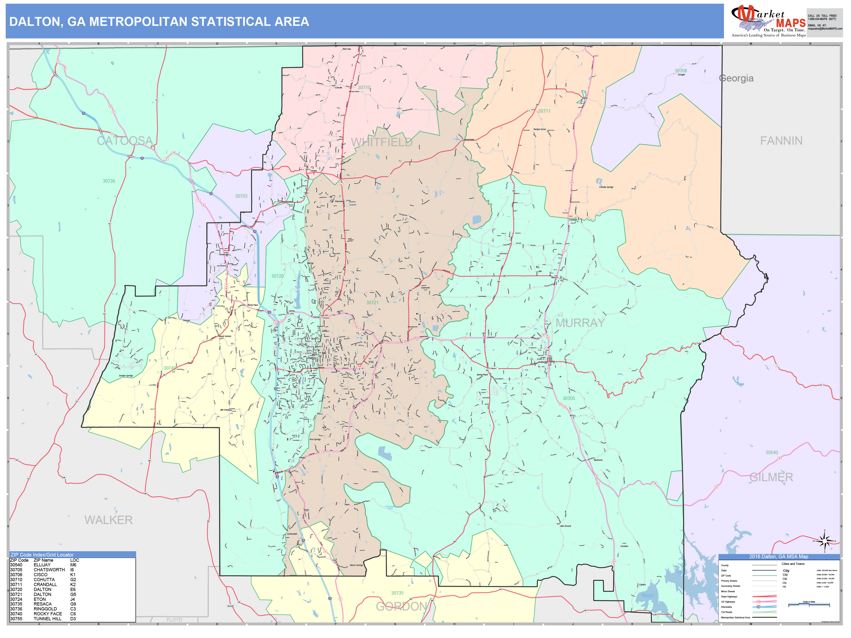 Dalton GA Zip Code Map