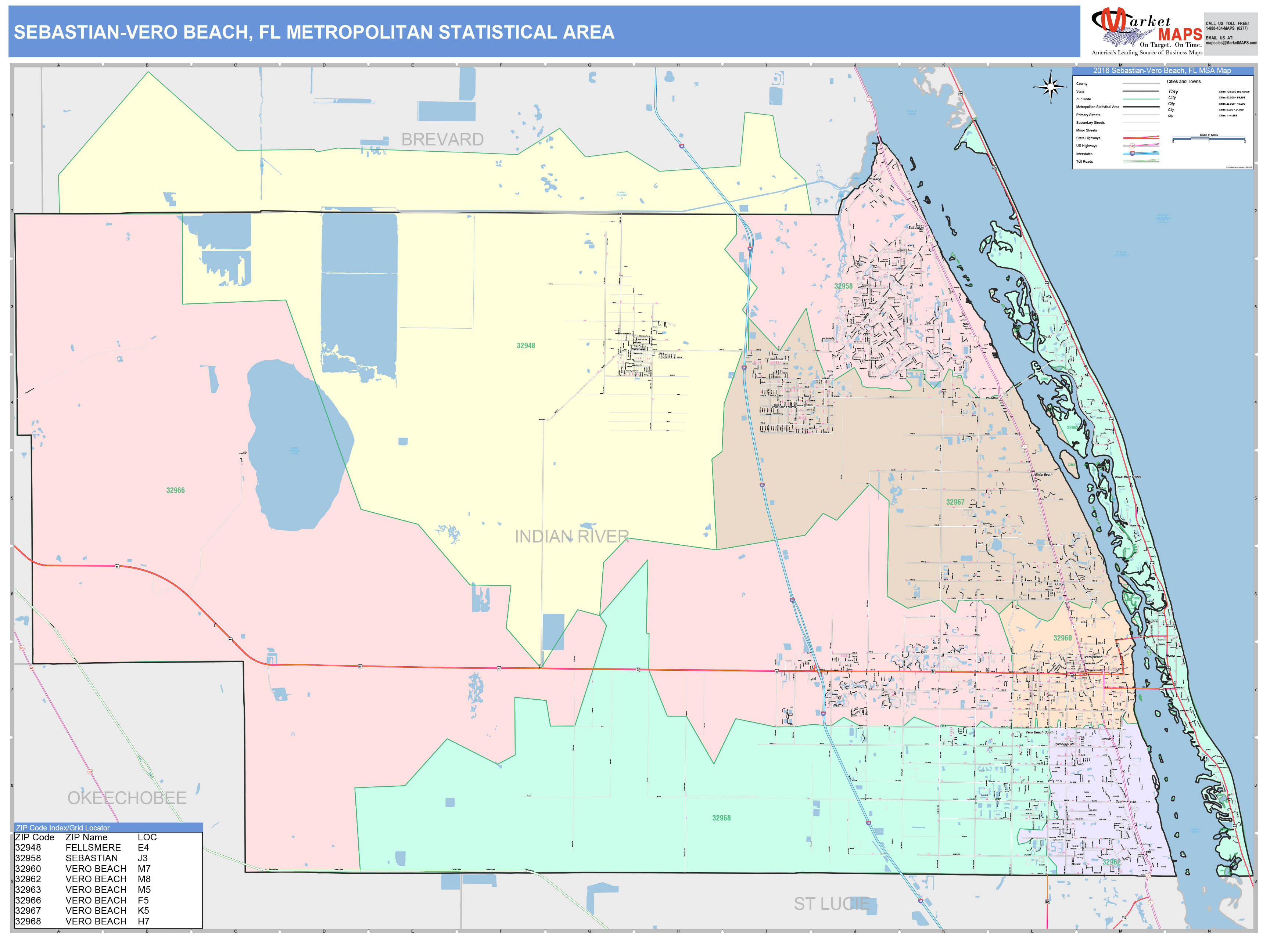 Amazon Com Marketmaps Sebastian Vero Beach Fl Metro Area Wall Map | My ...