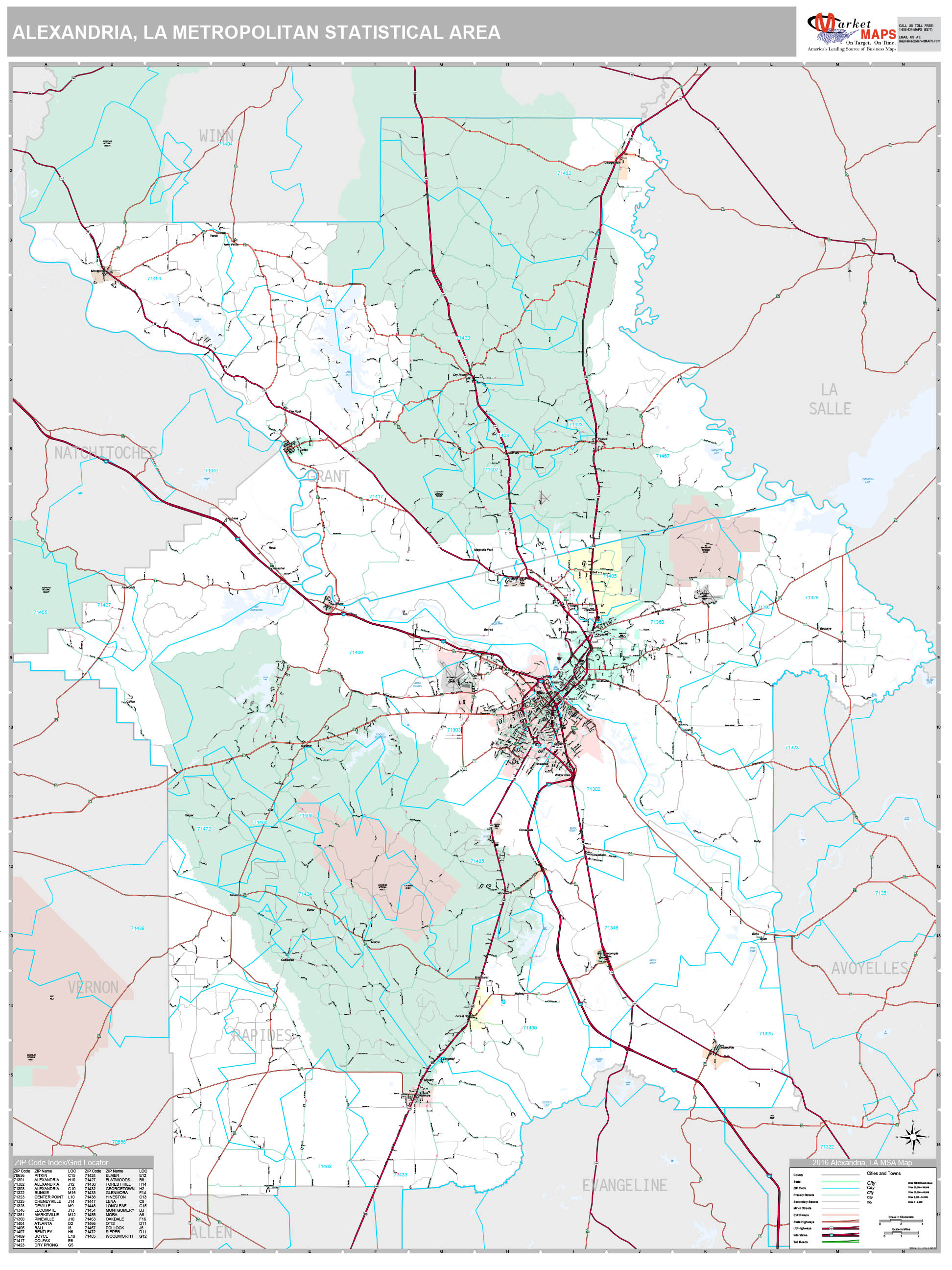 Alexandria, La Metro Area Wall Map Premium Style By Marketmaps