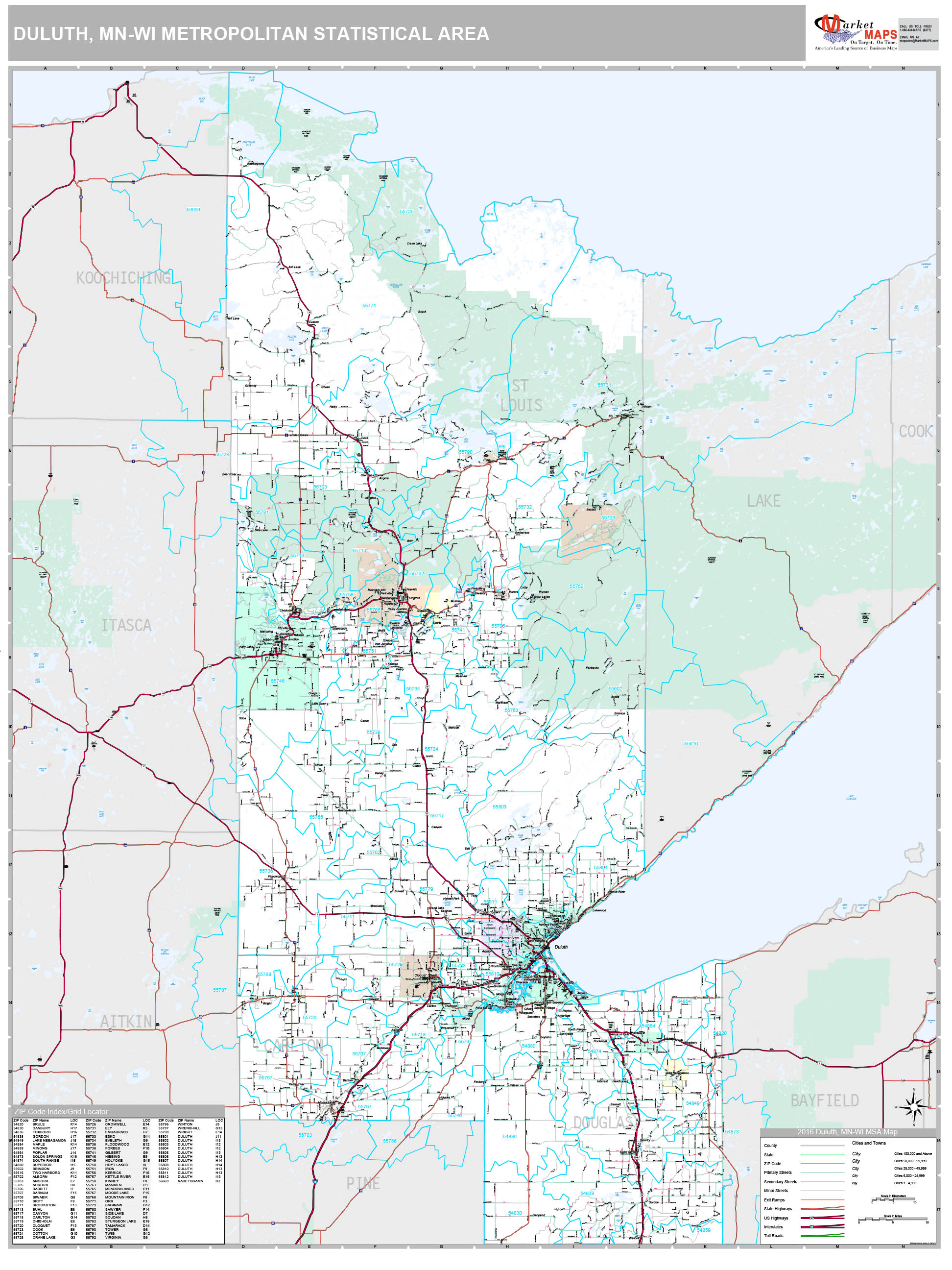 Duluth MN Metro Area Wall Map Premium Style By MarketMAPS MapSales   Duluth MN 