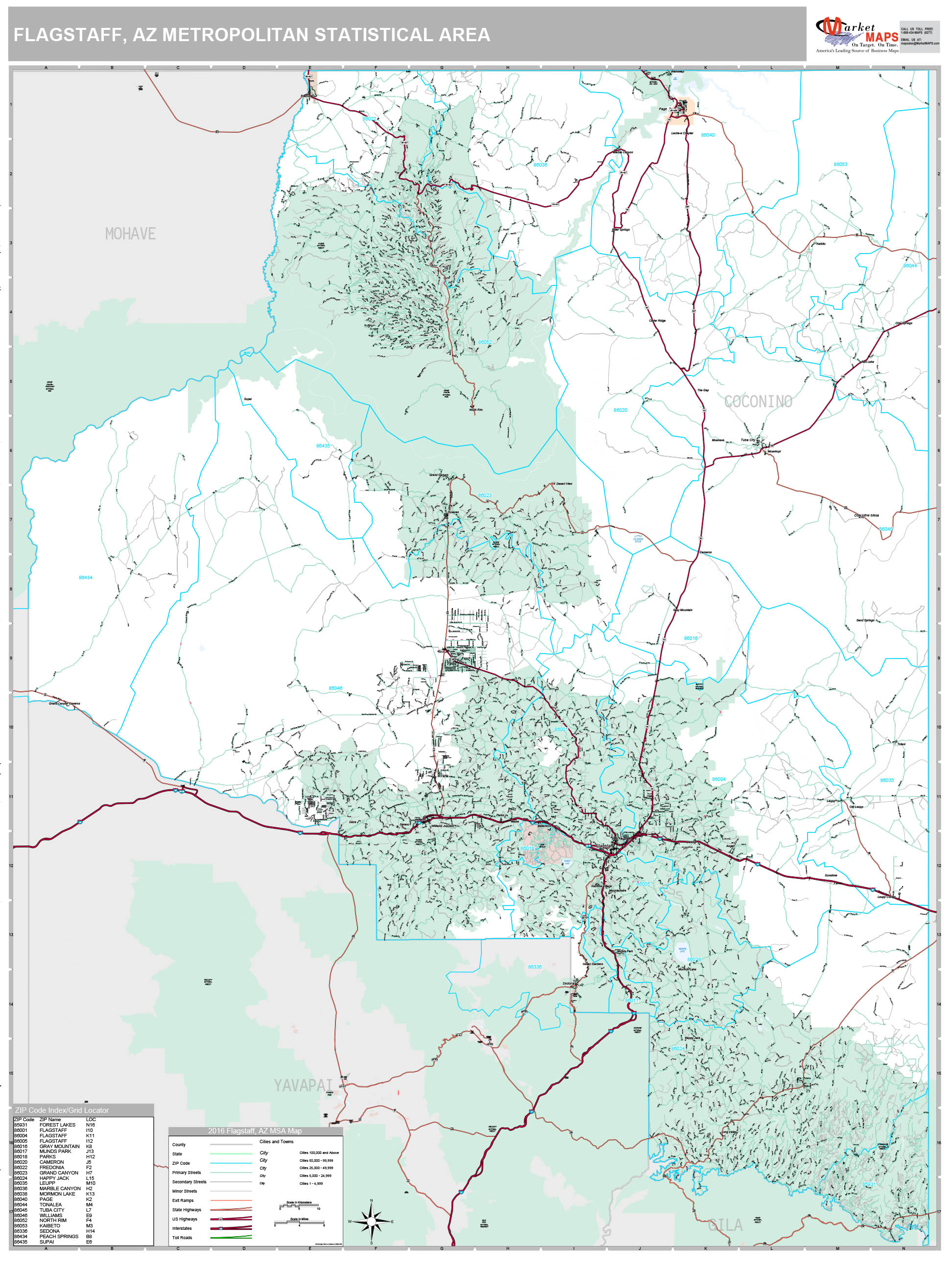 Flagstaff AZ Zip Code Map