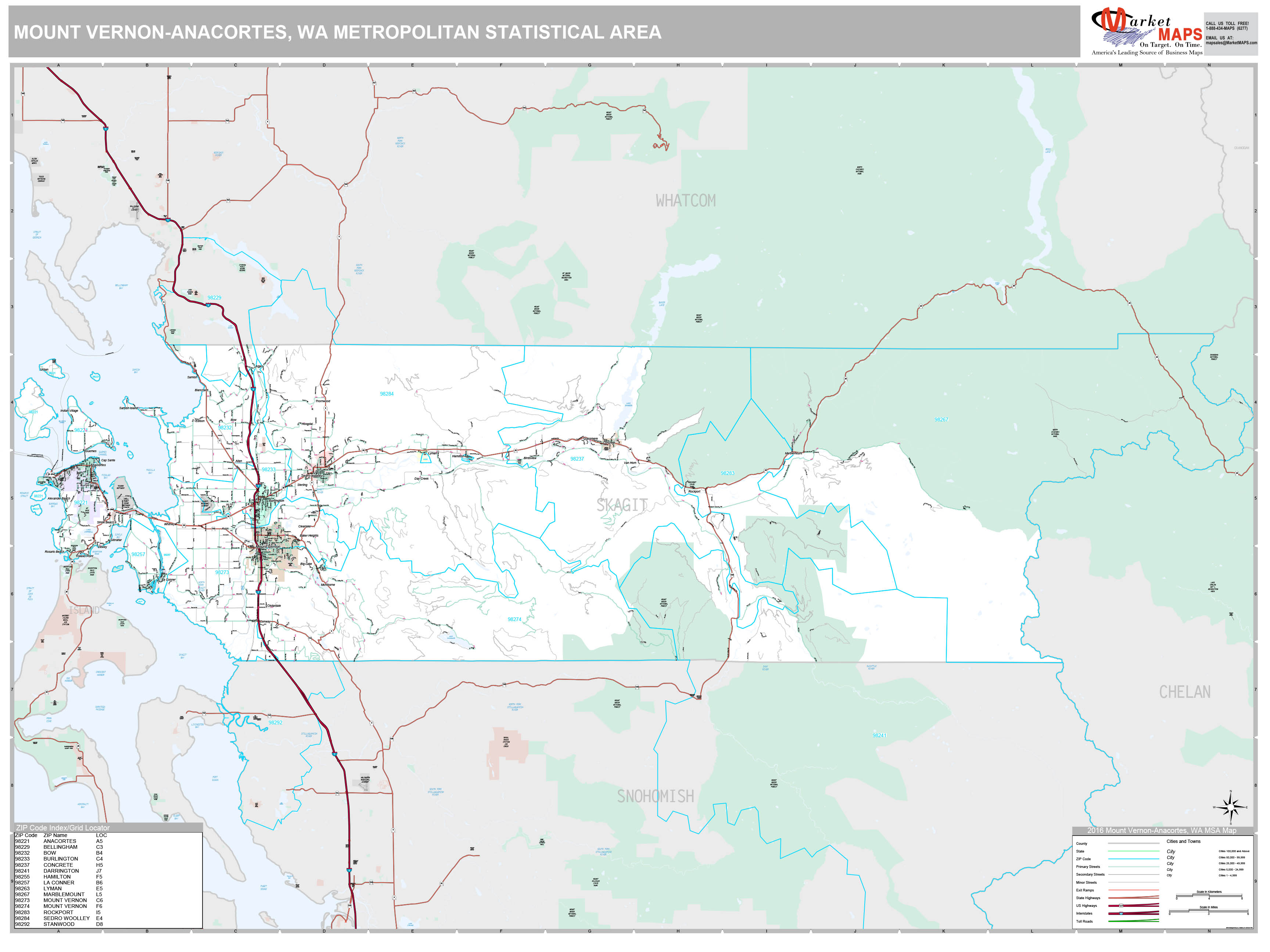 Mount Vernon-anacortes, Wa Metro Area Wall Map Premium Style By Marketmaps