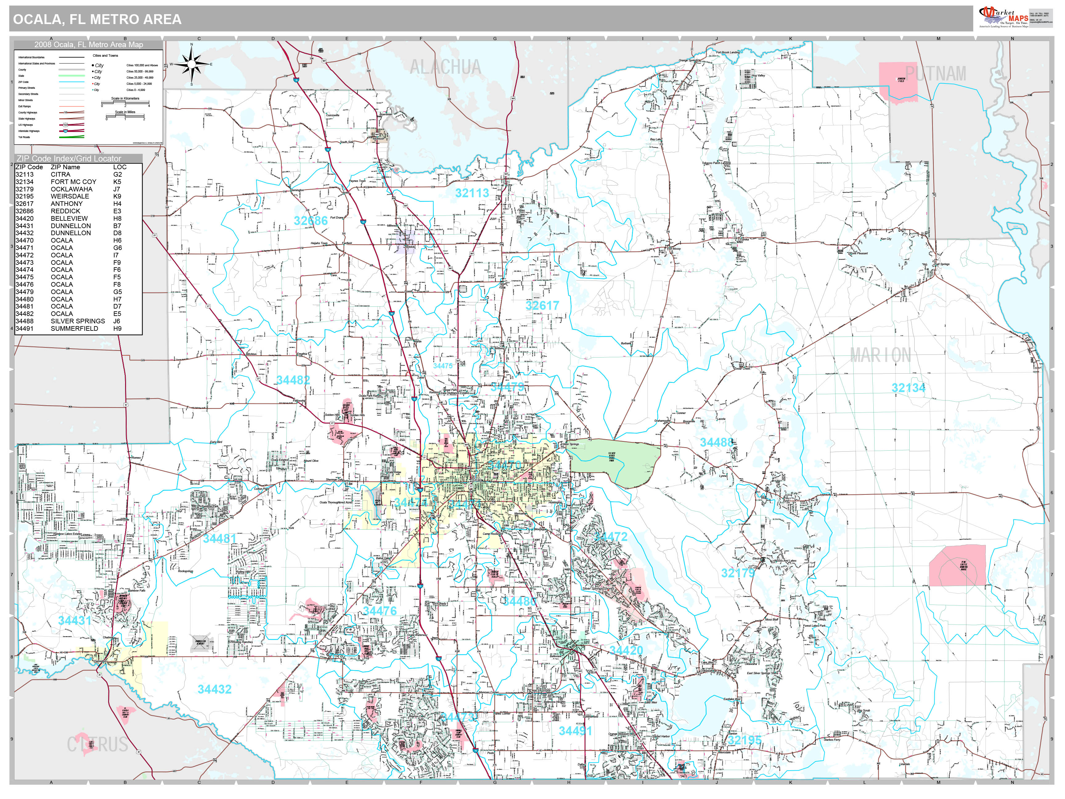 Ocala Florida Wall Map Premium Style By Marketmaps Images And Photos   Ocala FL 