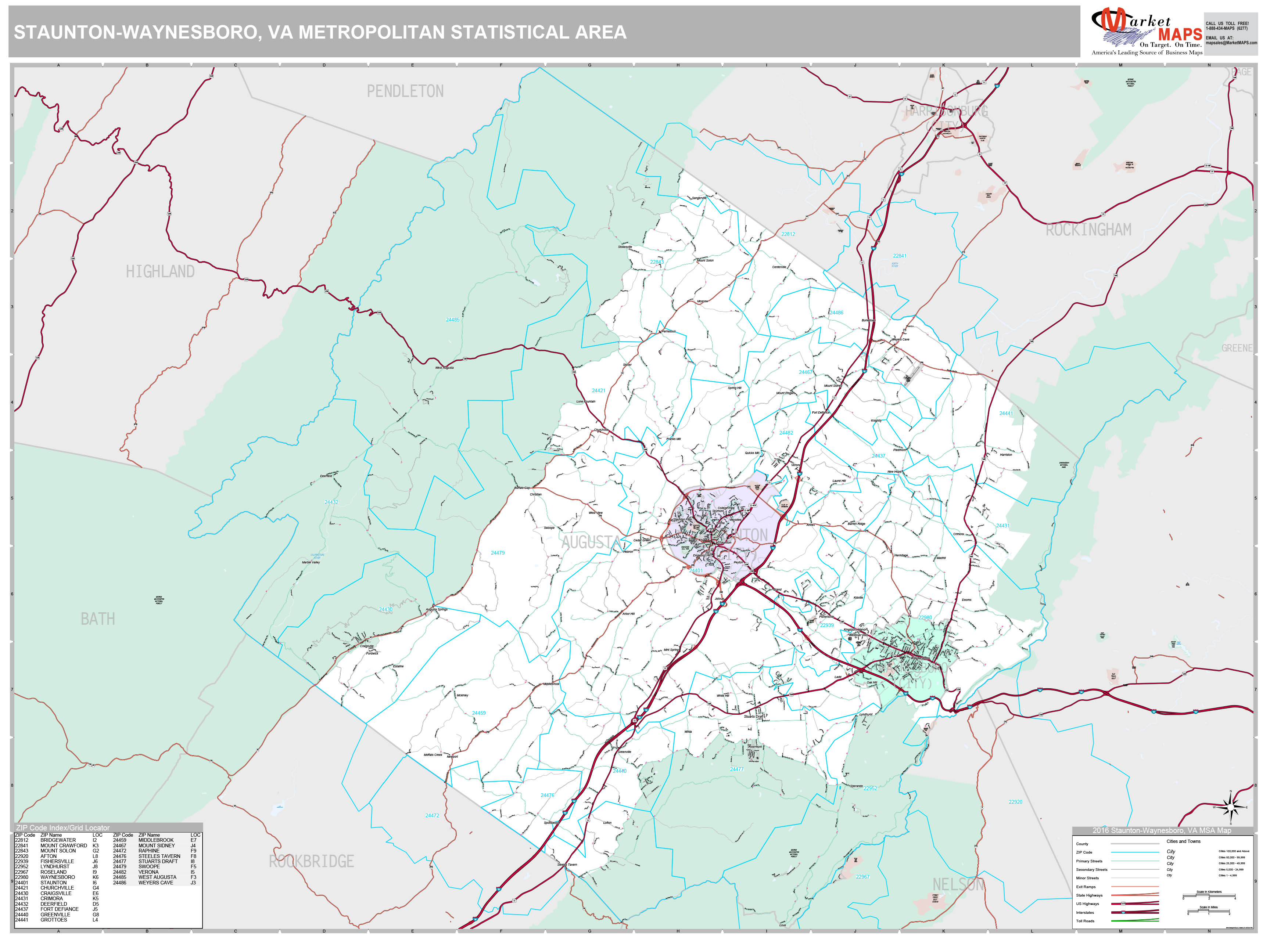 Staunton-waynesboro, Va Metro Area Wall Map Premium Style By Marketmaps 