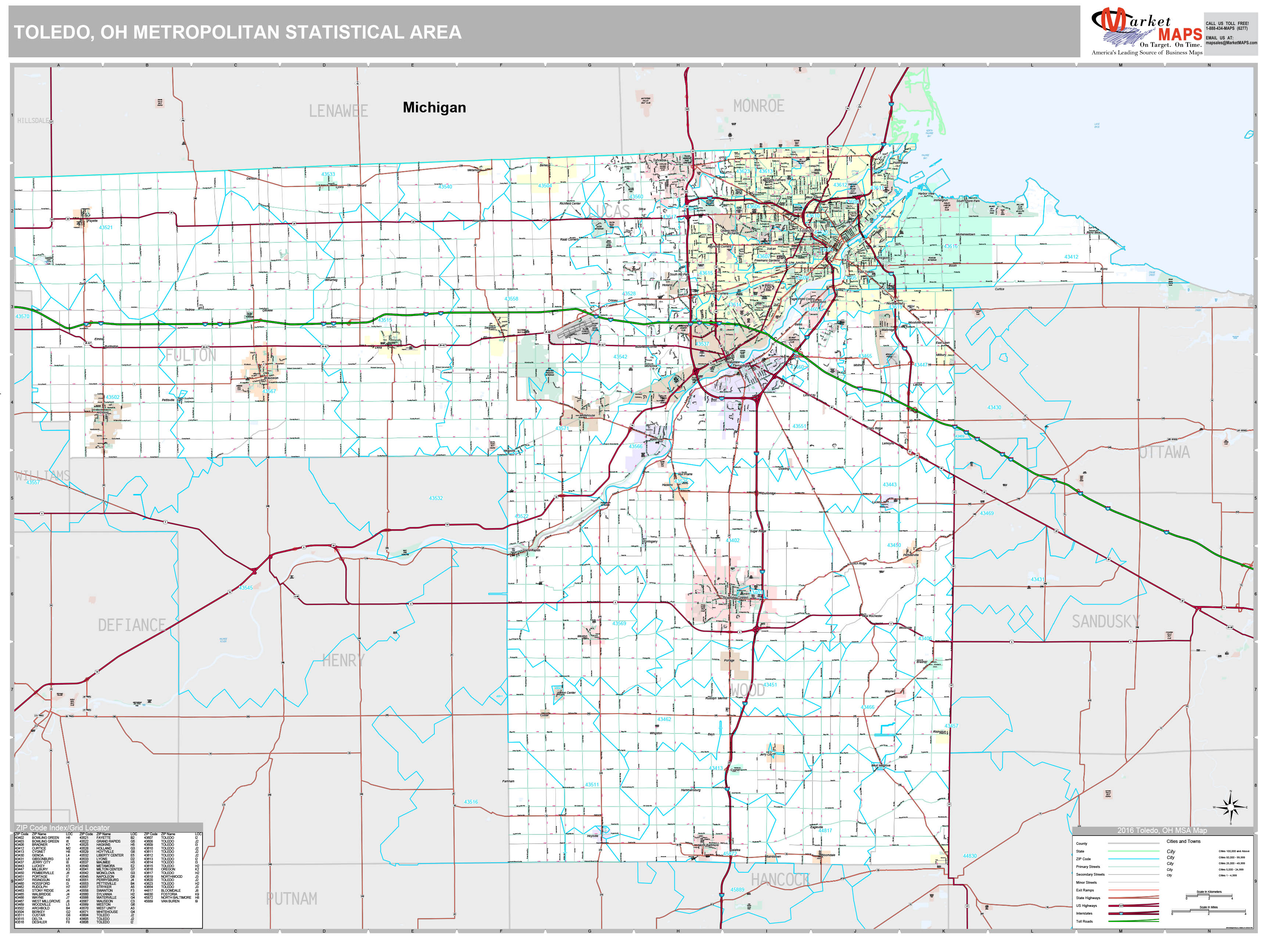 Toledo Oh Metro Area Wall Map Premium Style By Marketmaps Mapsales 7309