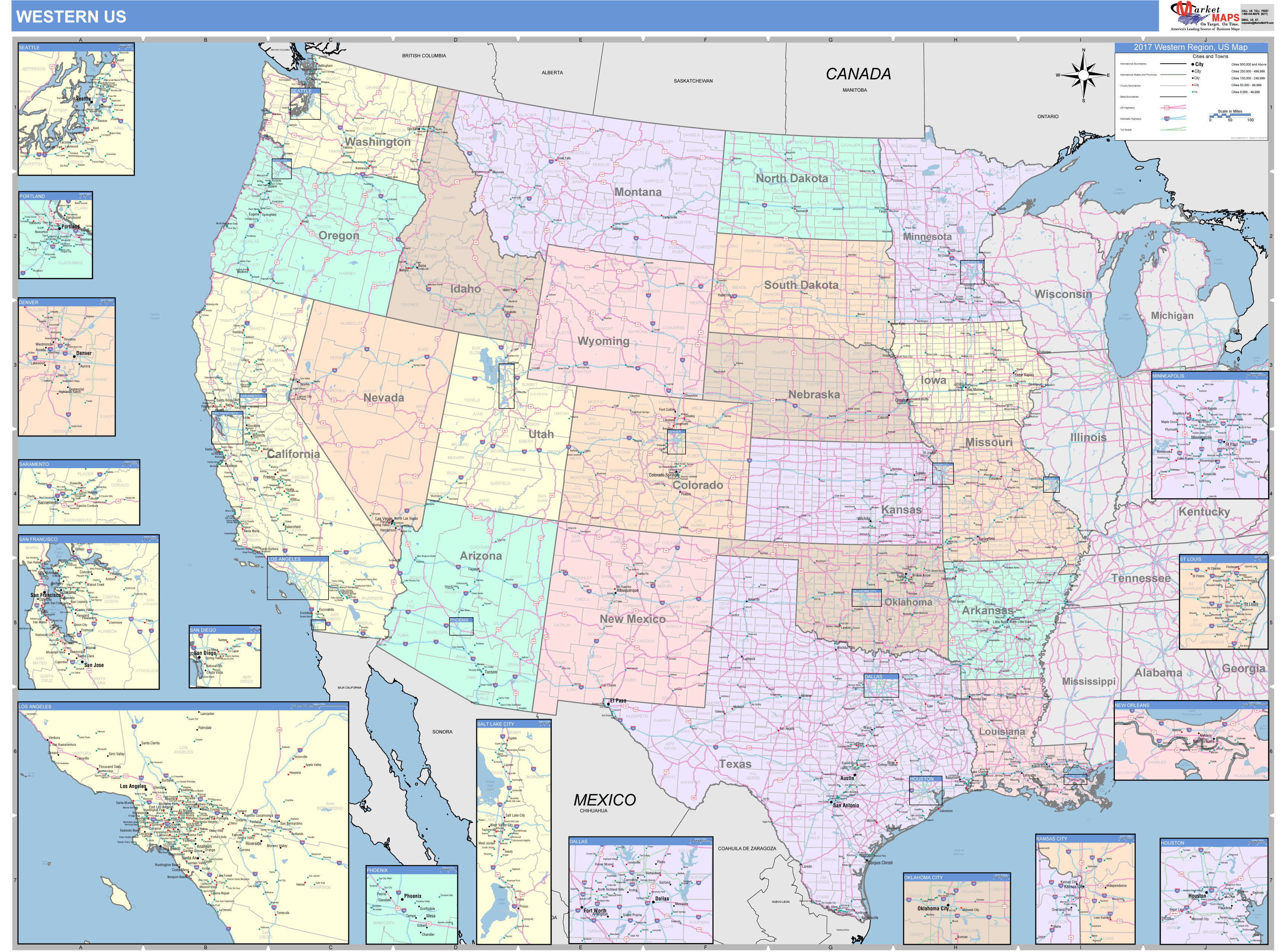 Iowa Western Wall Map Color Cast Style By Marketmaps
