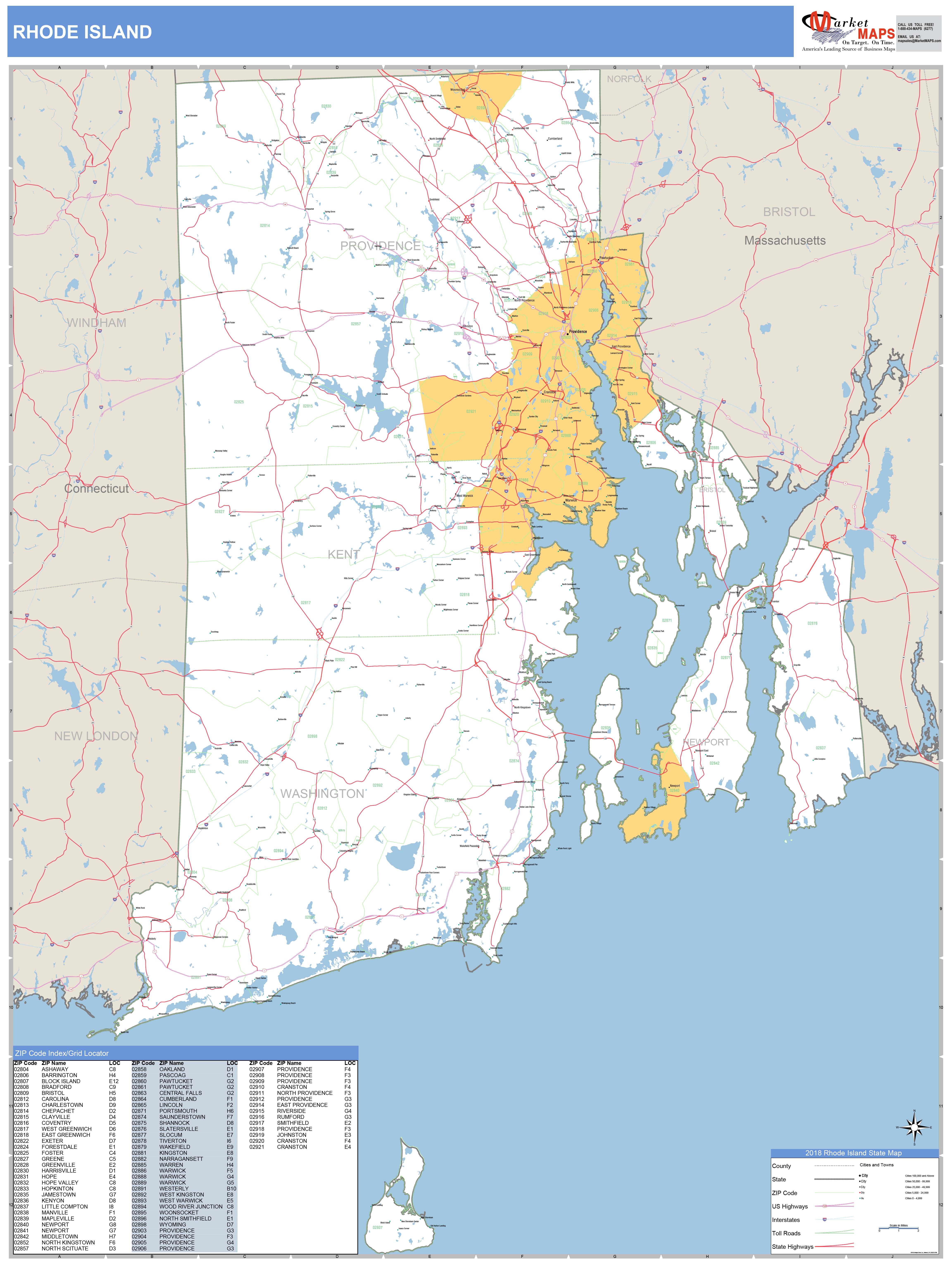 Rhode Island Zip Code Map - Map