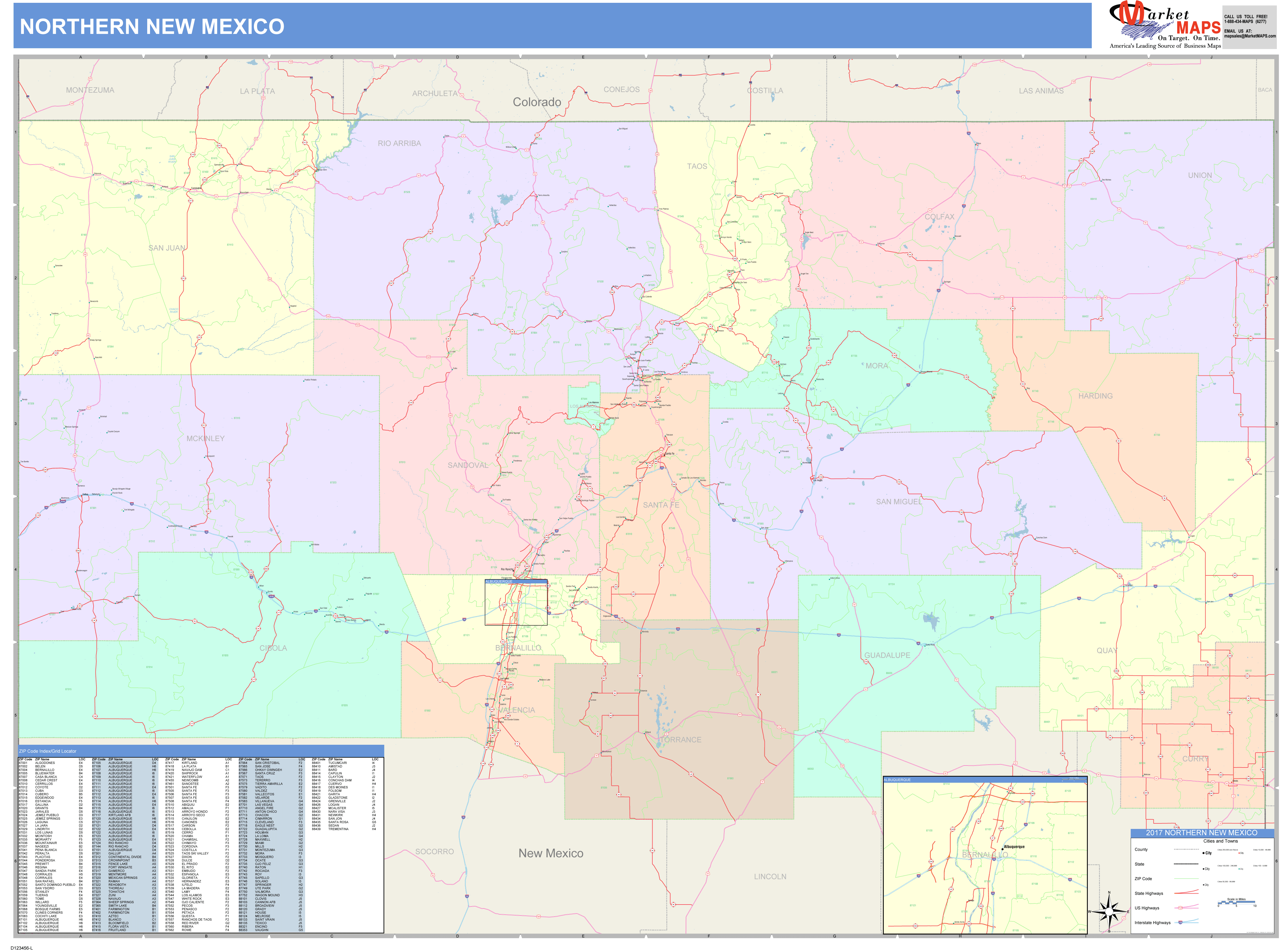 New Mexico Northern Wall Map Color Cast Style by MarketMAPS - MapSales