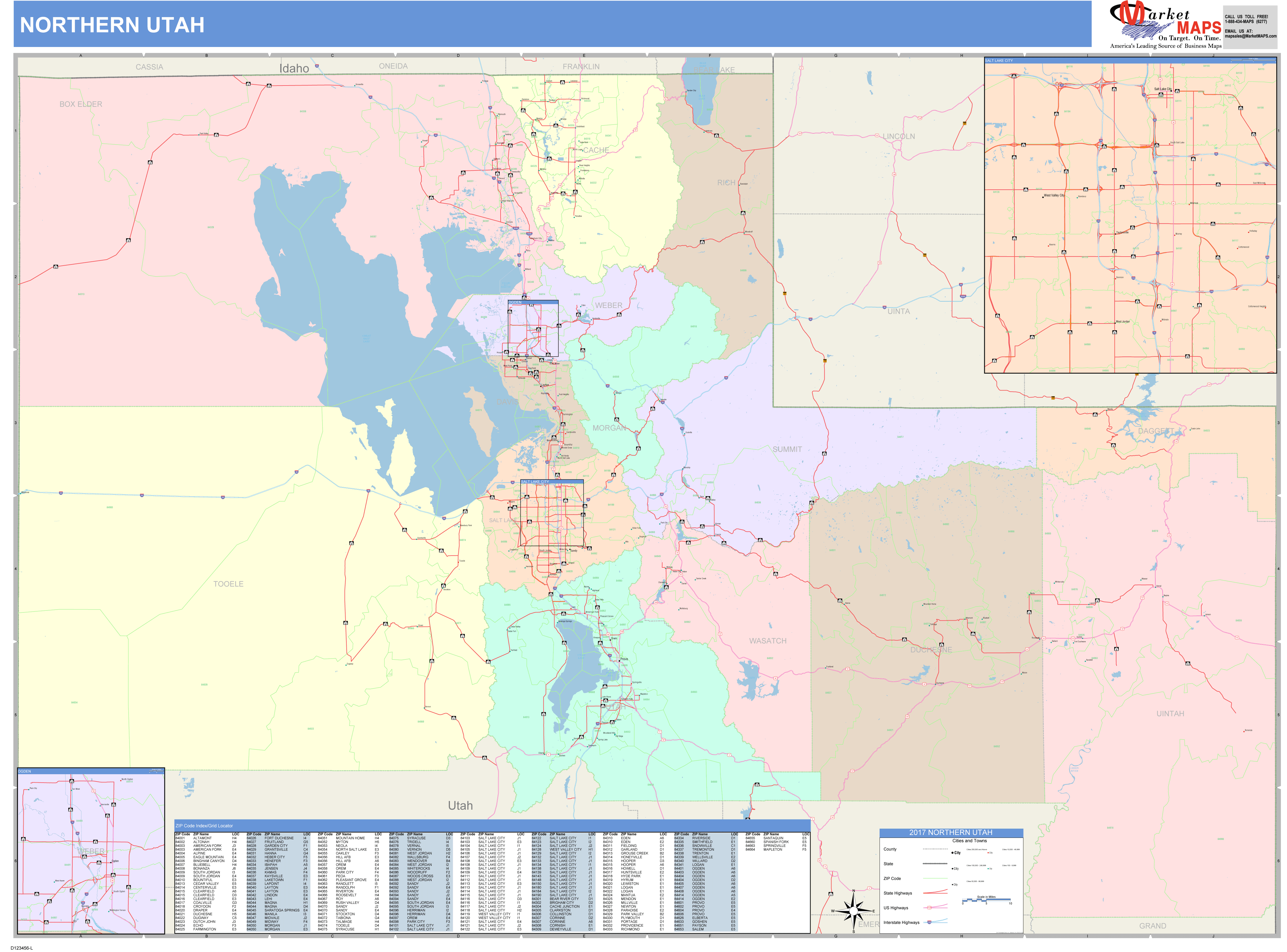 Utah Northern Wall Map Color Cast Style by MarketMAPS - MapSales