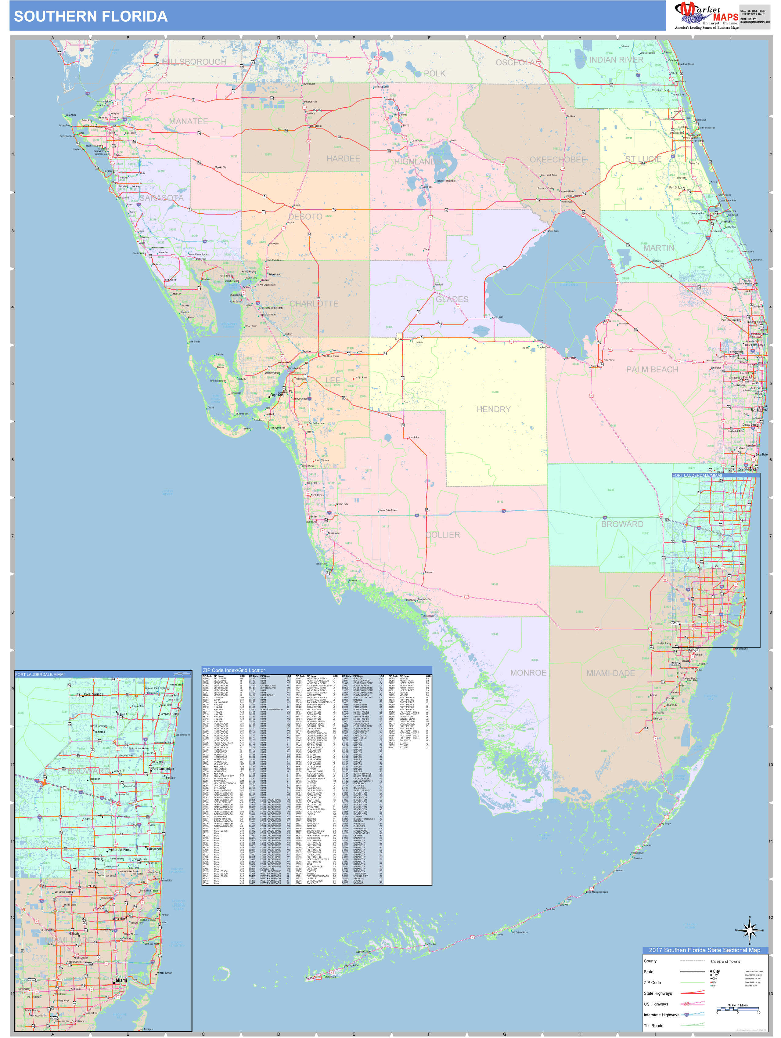 Florida Southern Wall Map Color Cast Style By Marketmaps Mapsales 6640