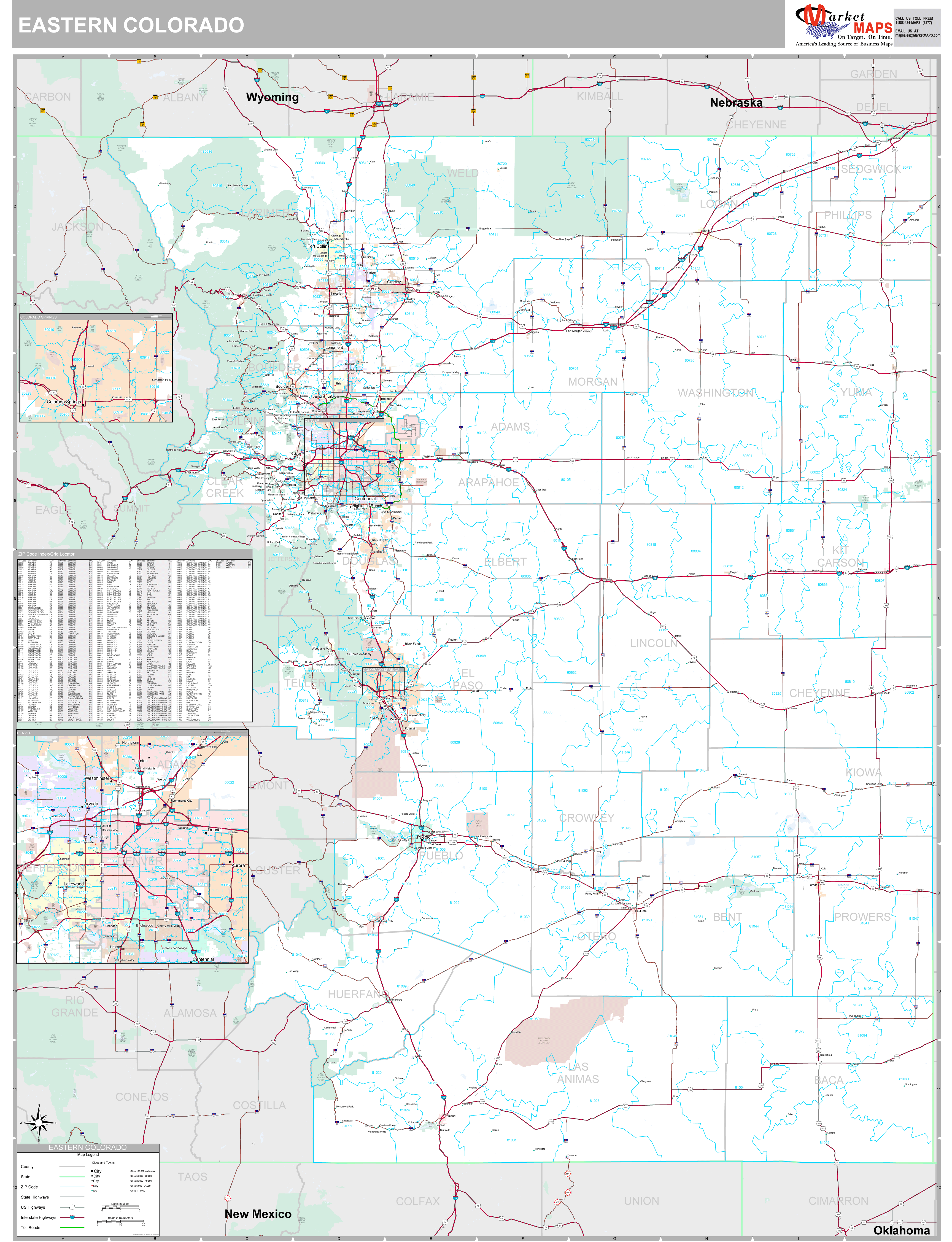 Colorado Eastern Wall Map Premium Style by MarketMAPS - MapSales