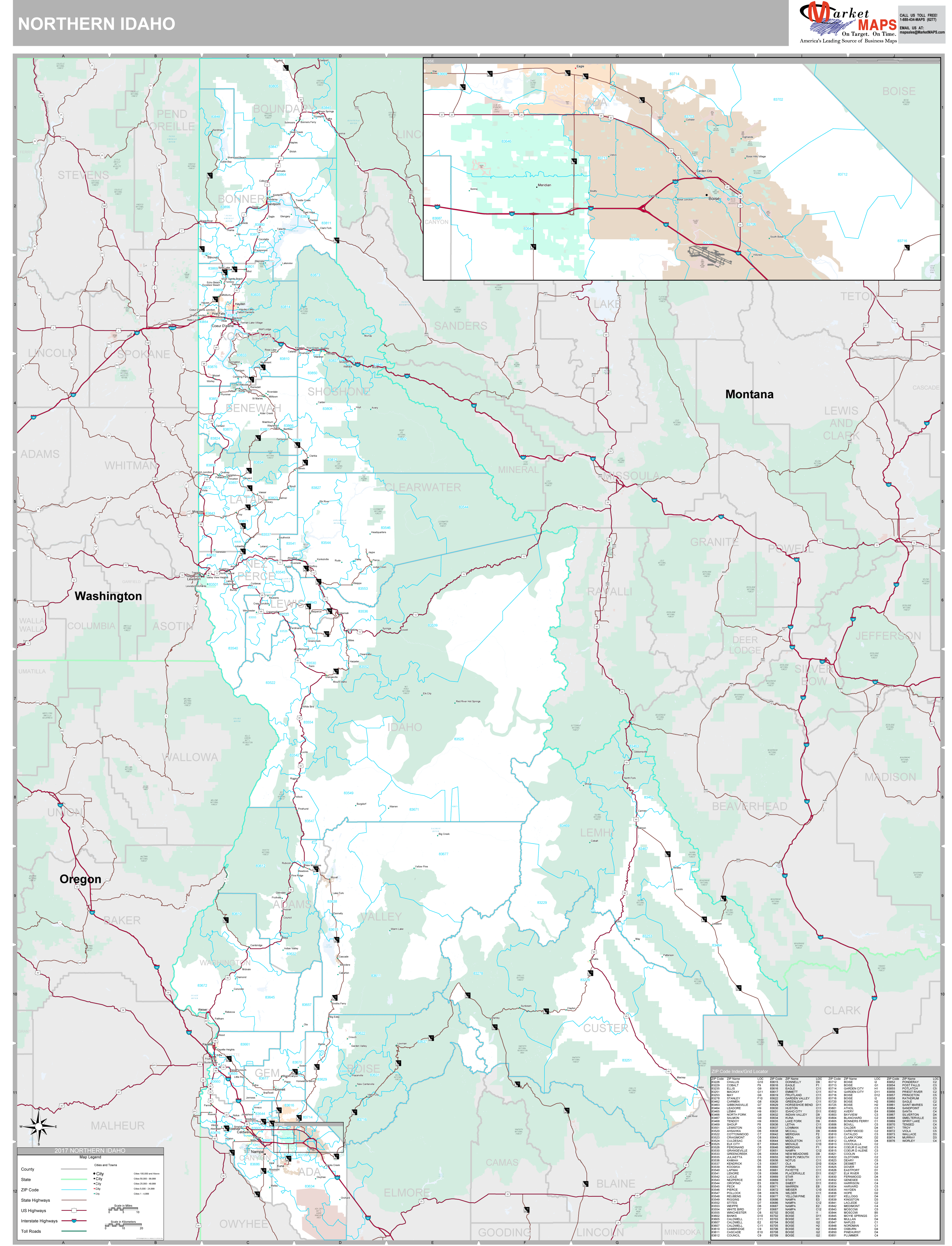 Idaho Northern Wall Map Premium Style By Marketmaps 6295