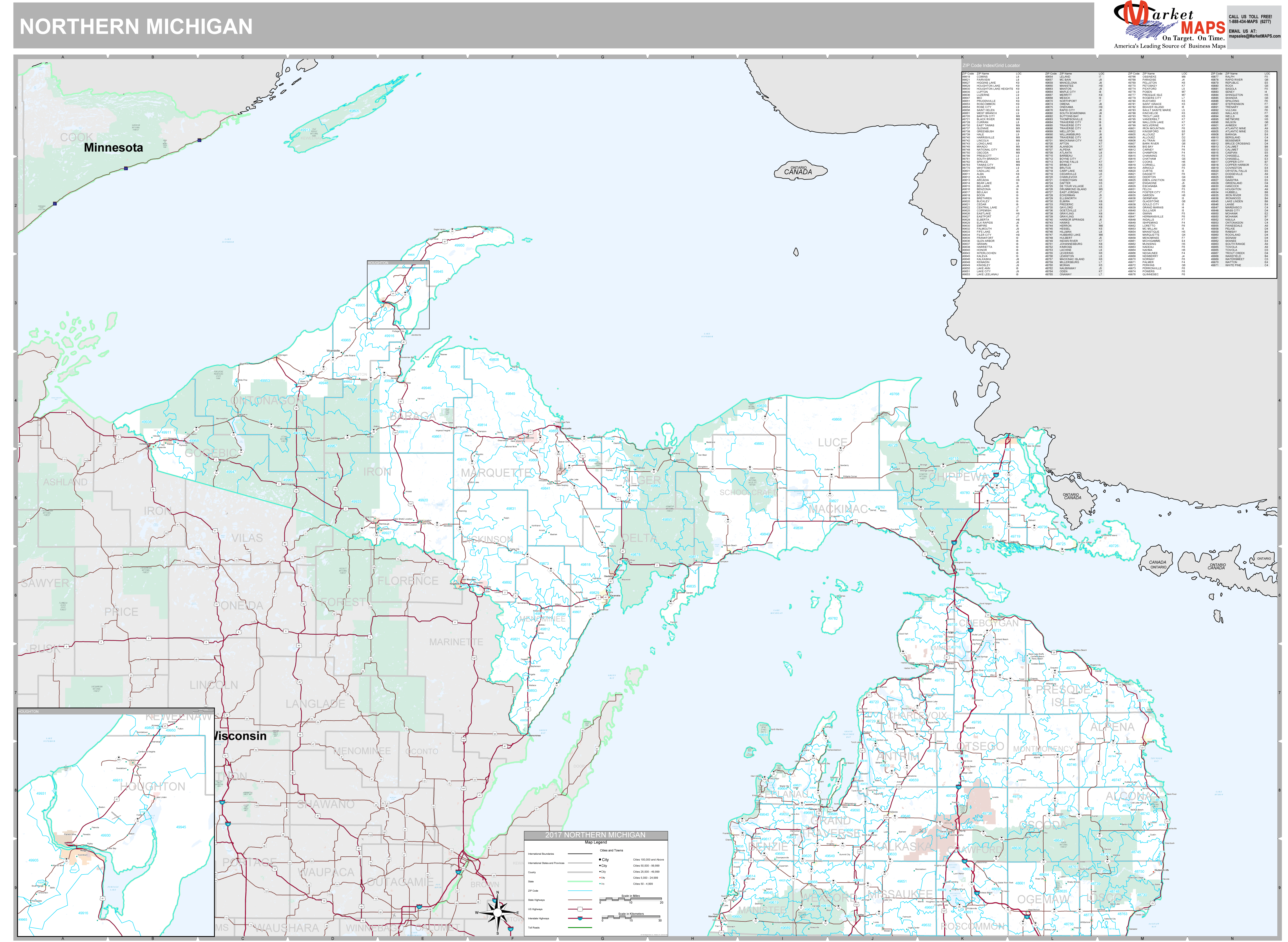 Michigan Wall Map Premium Style By Marketmaps Mapsale 5772