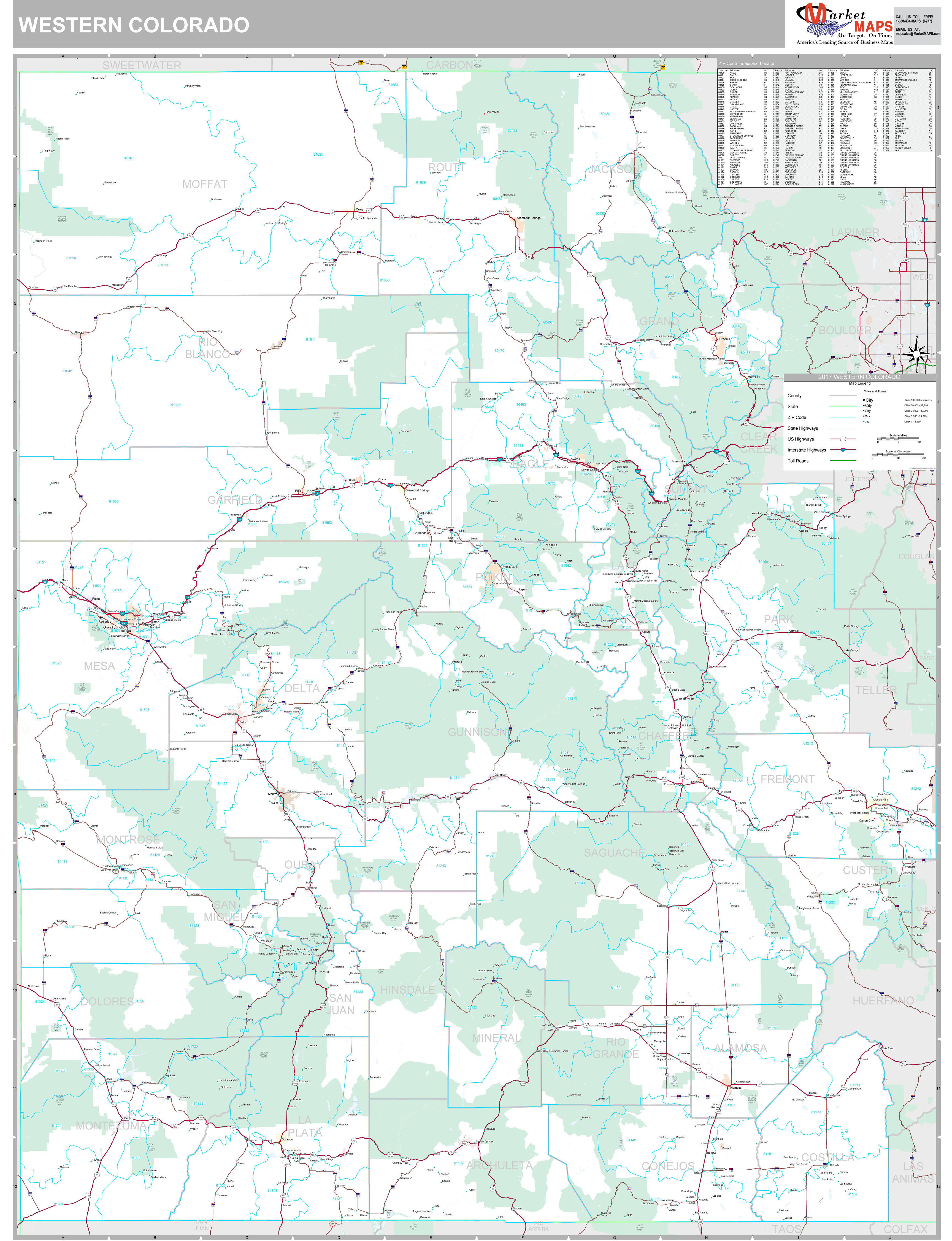 Colorado Western Wall Map Premium Style by MarketMAPS - MapSales