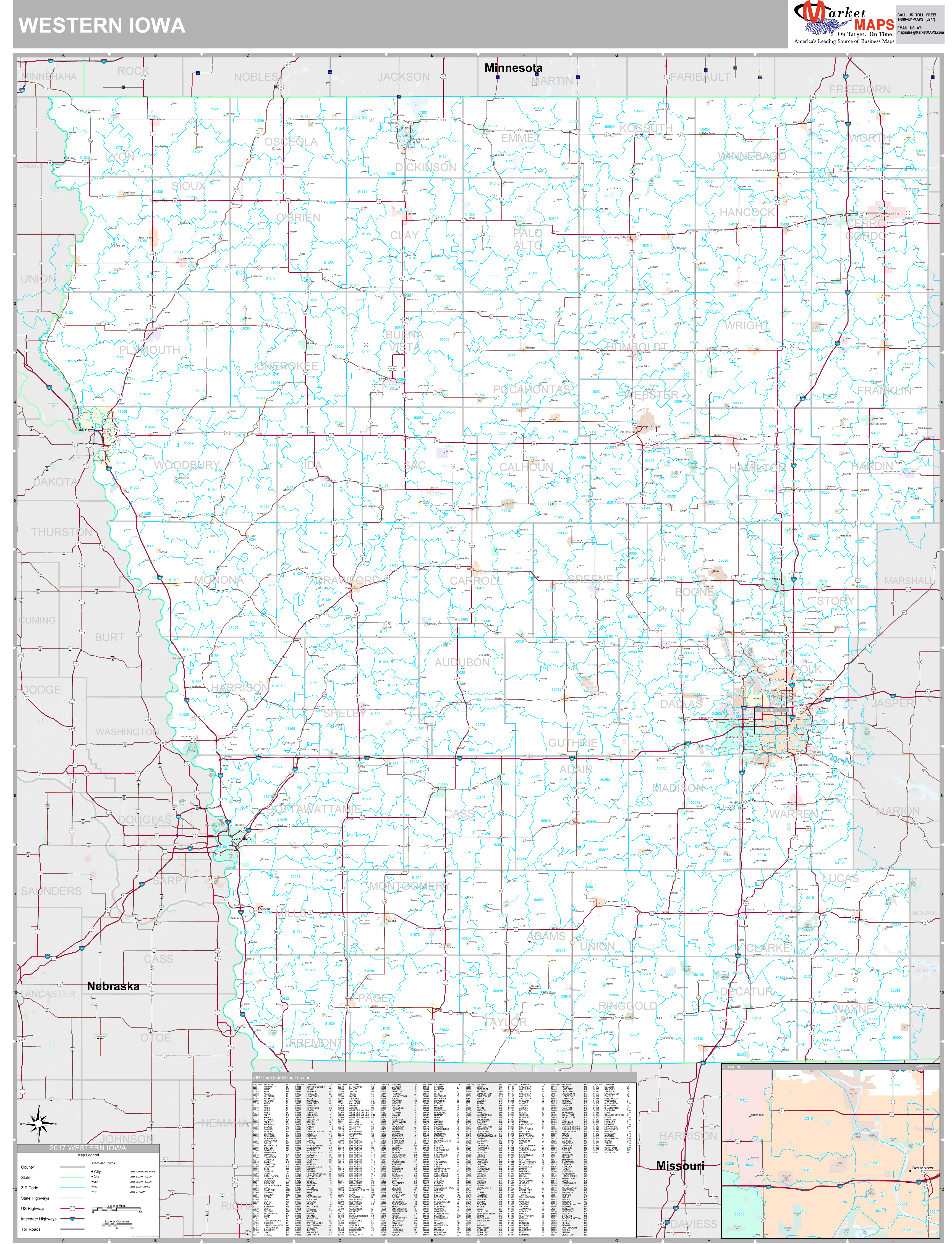 Iowa Western Wall Map Premium Style by MarketMAPS - MapSales