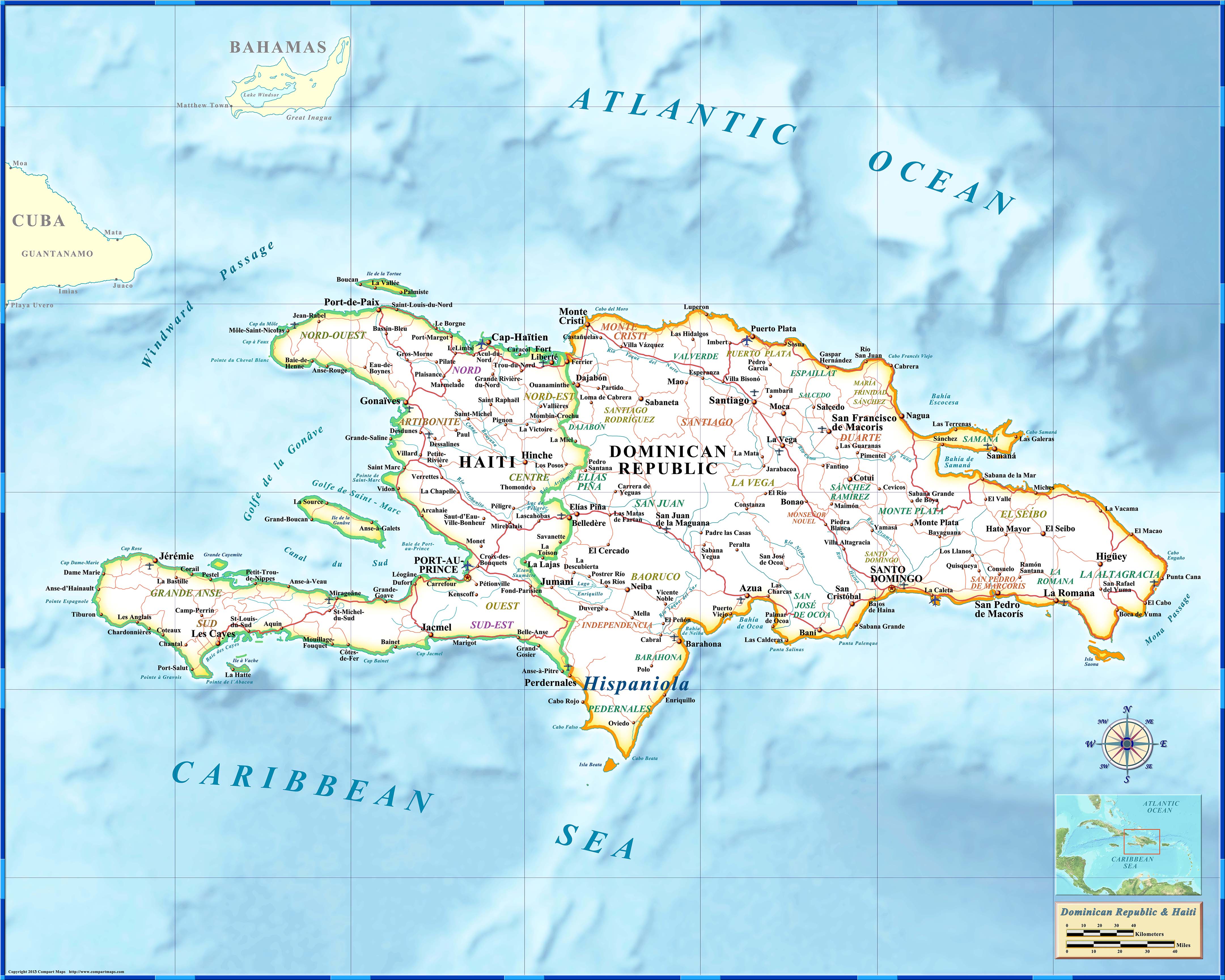 Haiti Dominican Republic Reference Wall Map By Compart Maps