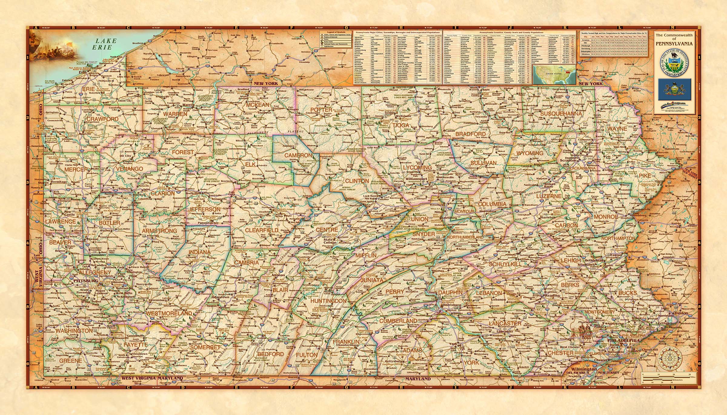 Pennsylvania Wall Map By Geonova Mapsales - Gambaran