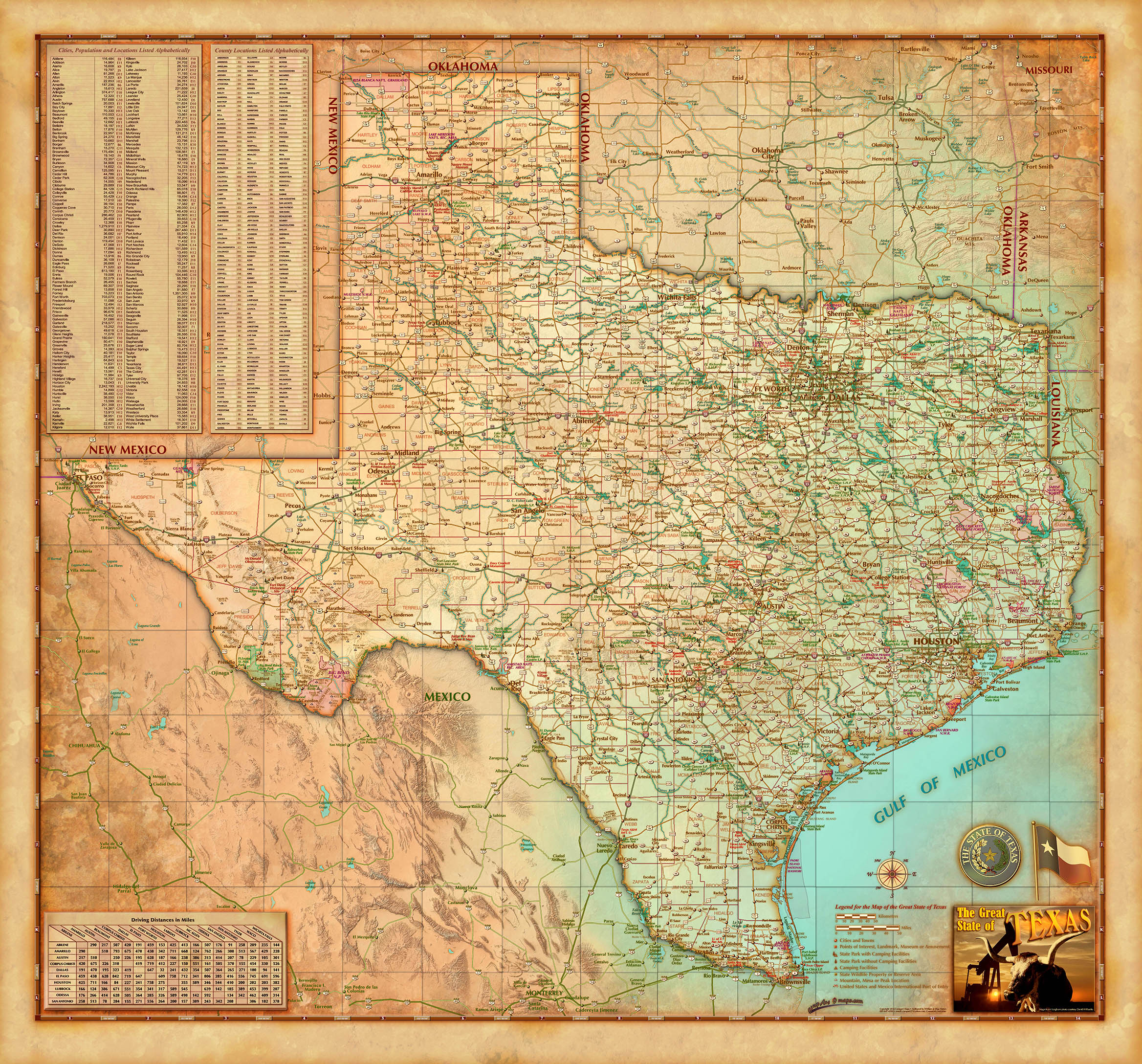 Texas Antique Wall Map By Compart Maps Mapsales 4113