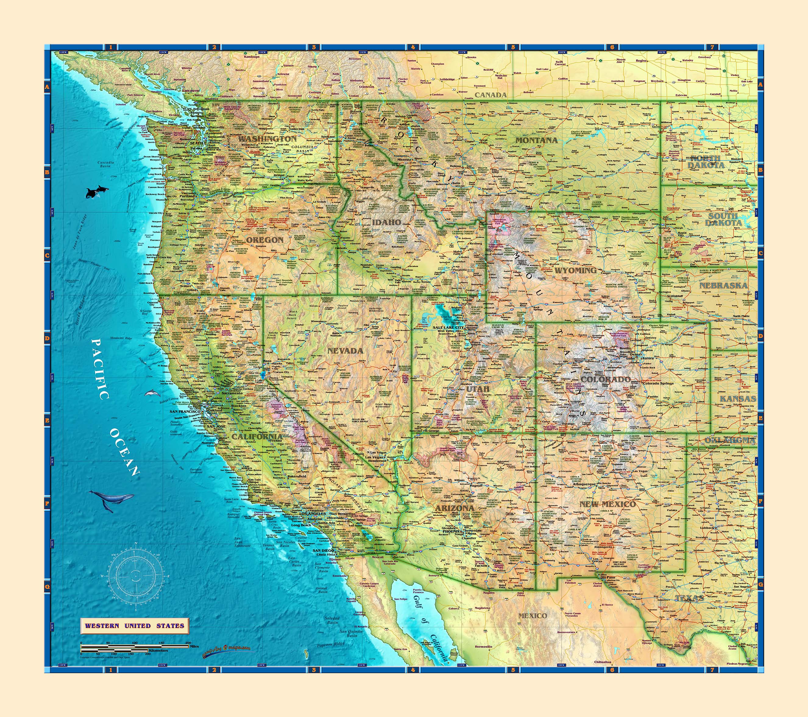 Western USA Wall Map by Compart Maps - MapSales