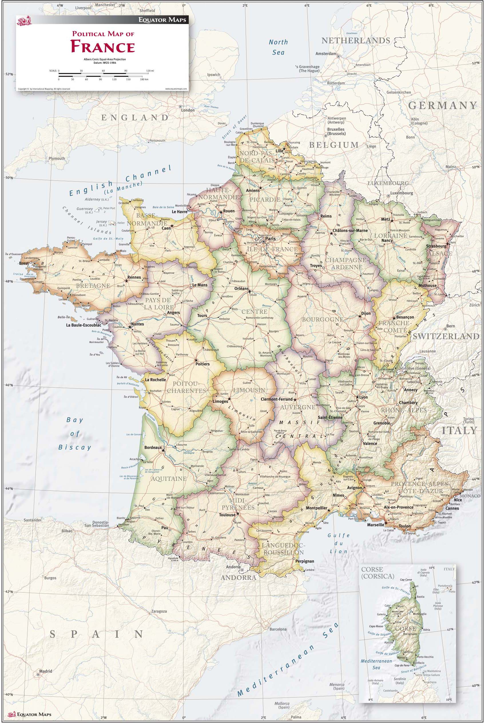 France Antique Wall Map by Equator Maps - MapSales