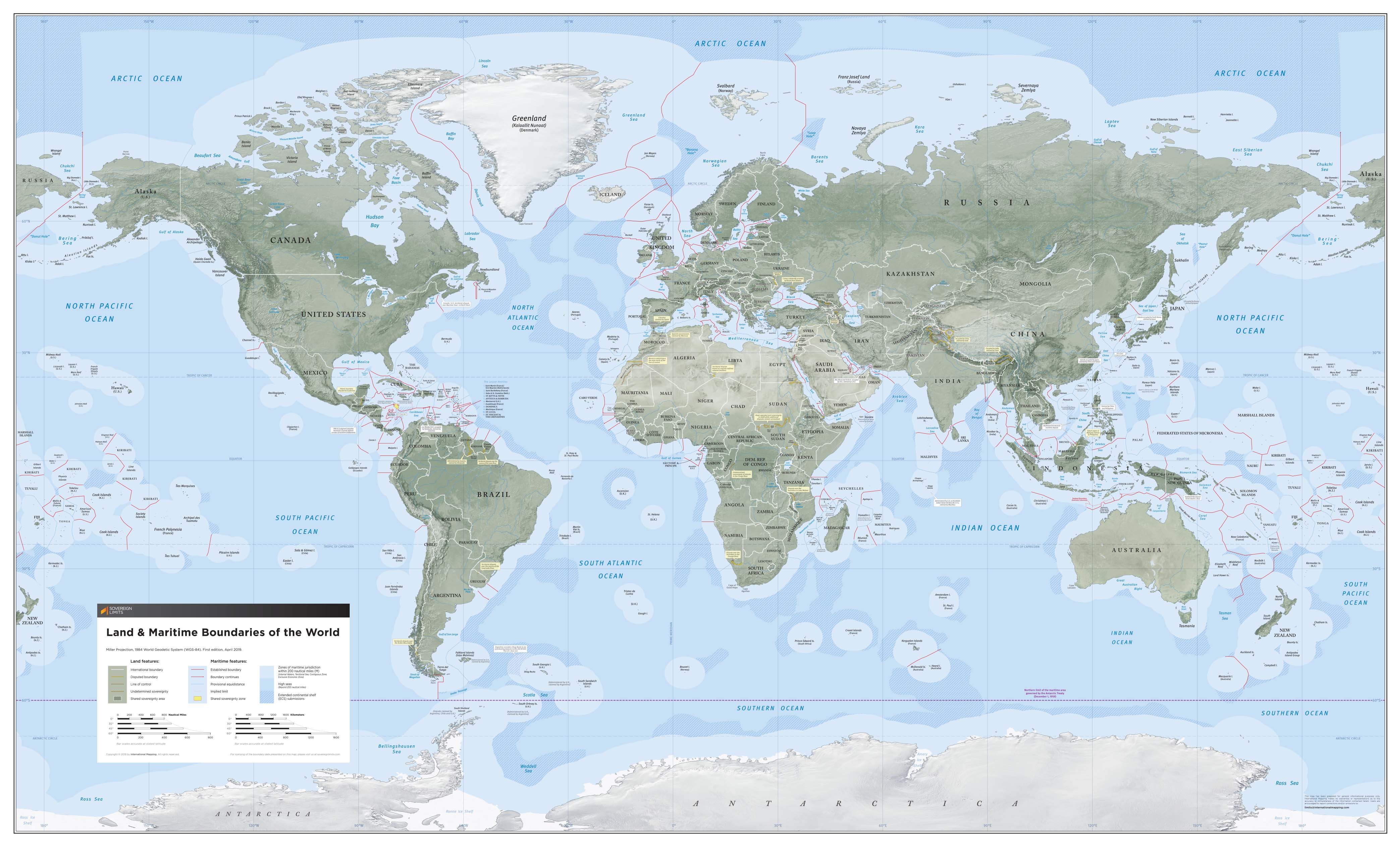 Sovereign Limits and Boundaries Wall Map by Equator Maps - MapSales