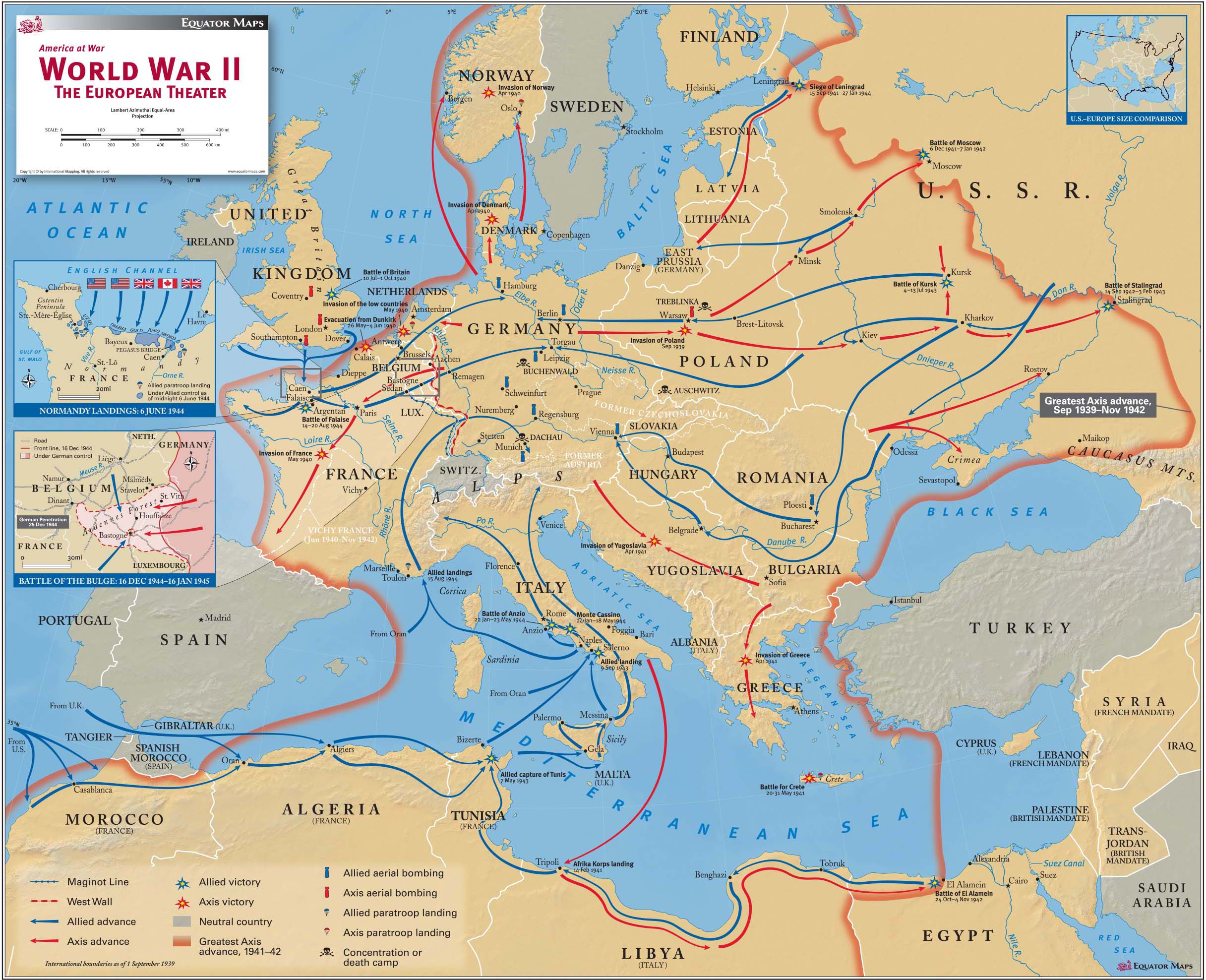 WWII Europe Wall Map by Equator Maps - MapSales