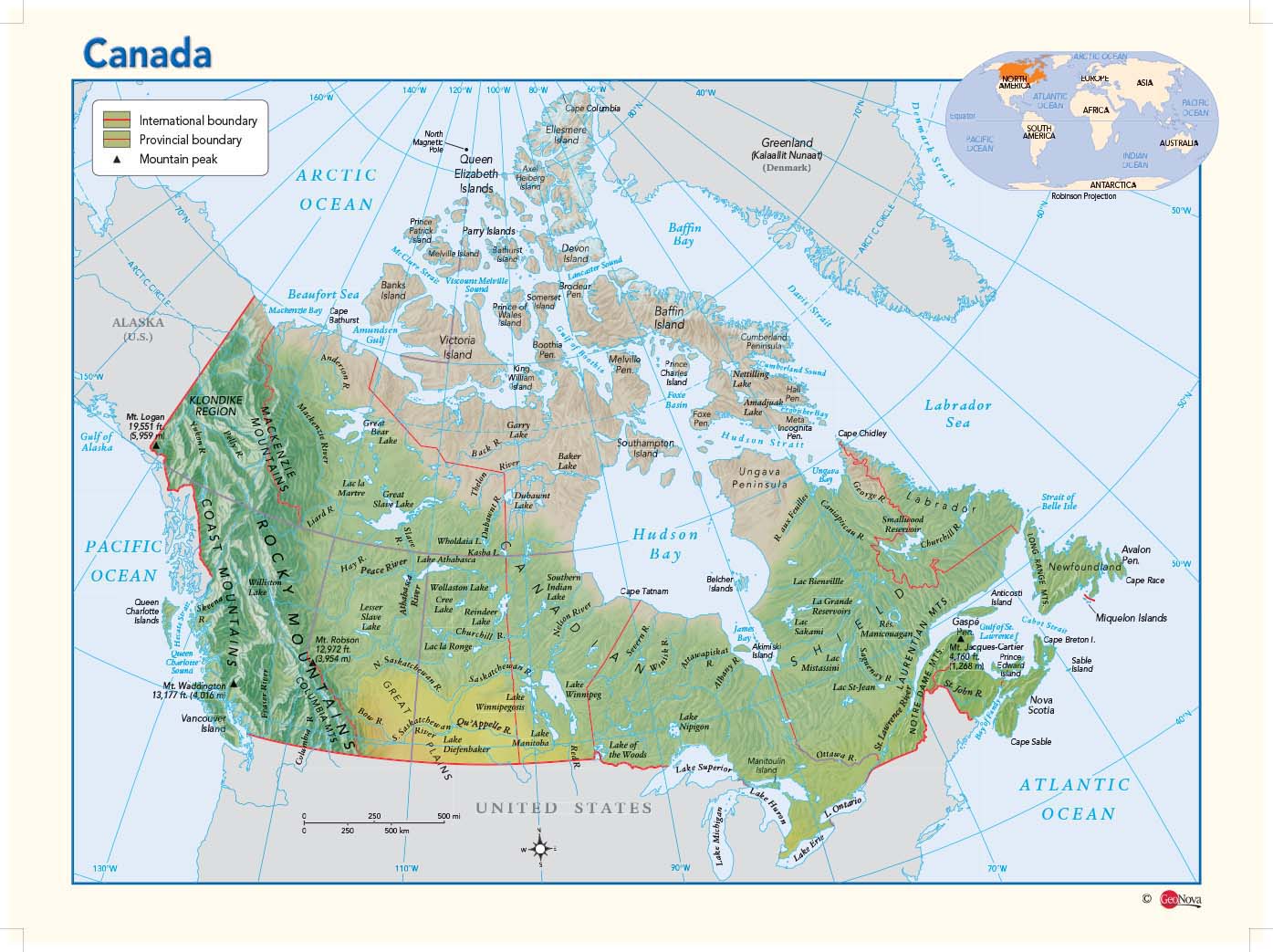 Physical Regions Of Canada Map