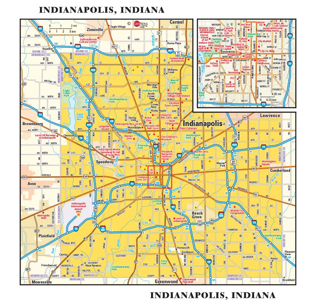 Indianapolis, IN Wall Map by GeoNova - MapSales