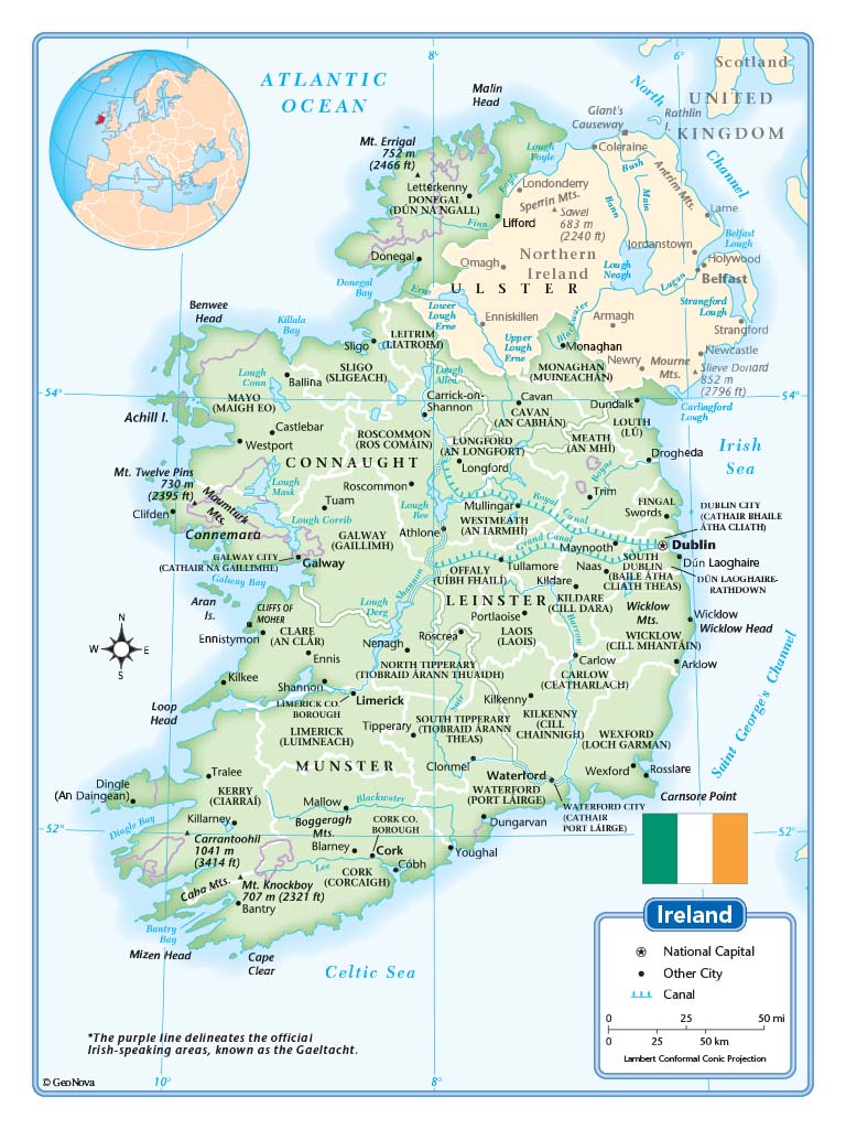 Ireland Wall Map By Geonova - Mapsales