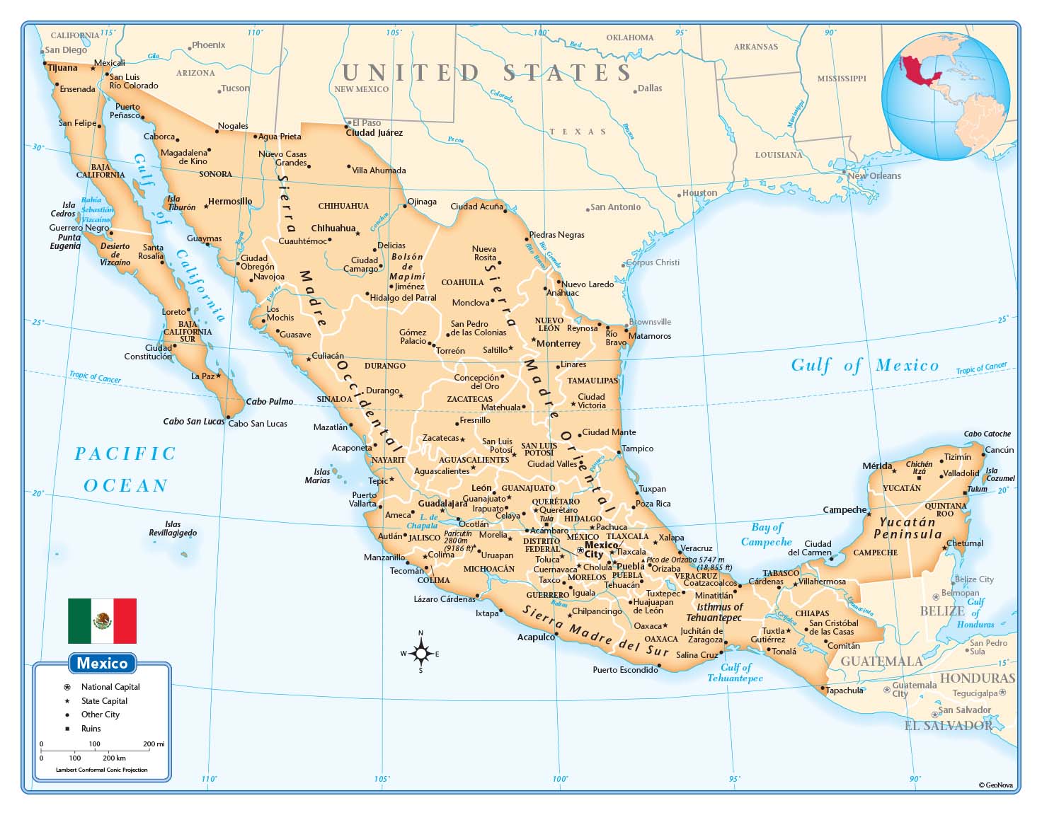 Mexico Wall Map by GeoNova - MapSales