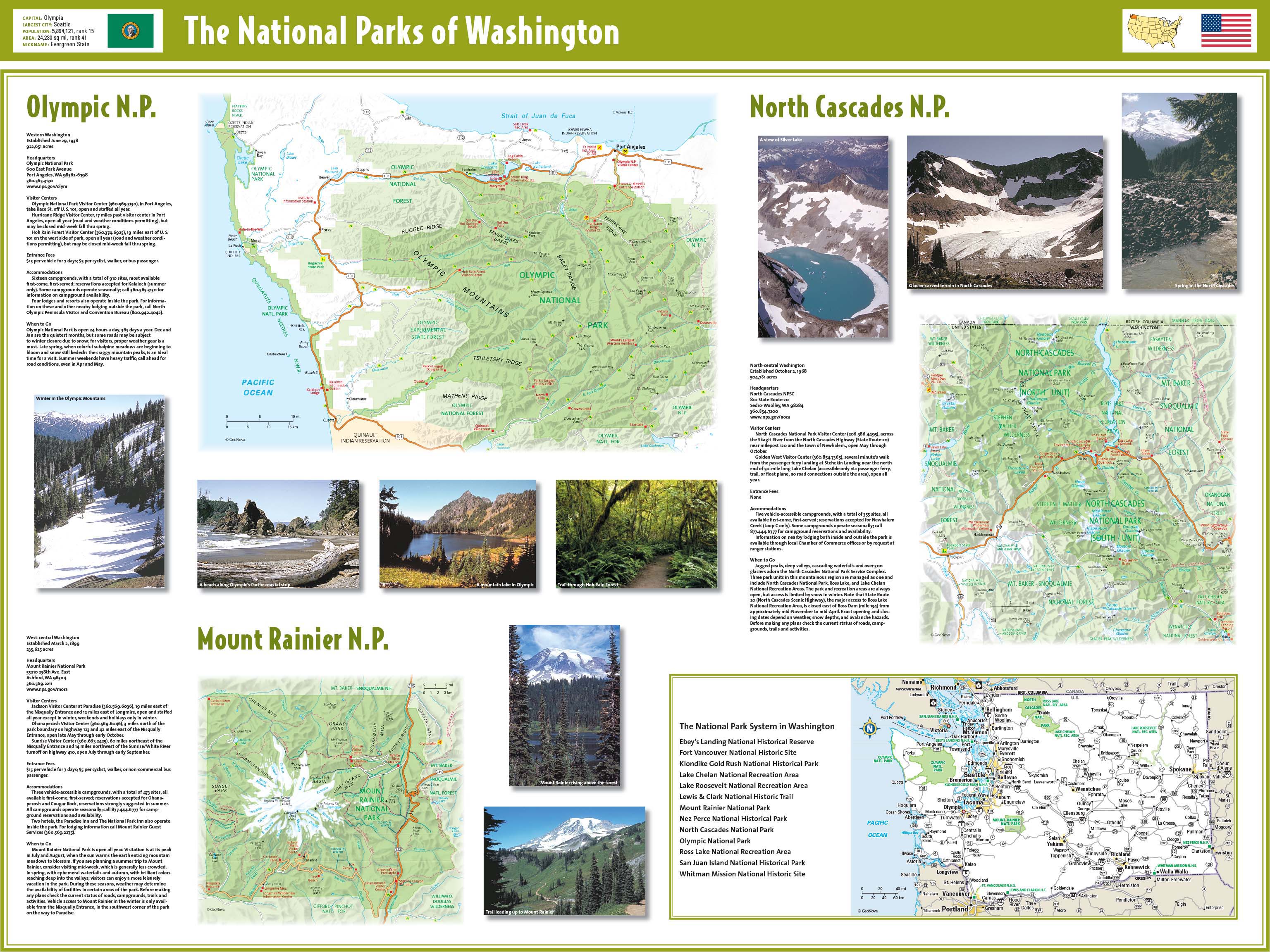 National Park System Of The United States Wall Map By Geonova Images   NatlParks WA Sep08 