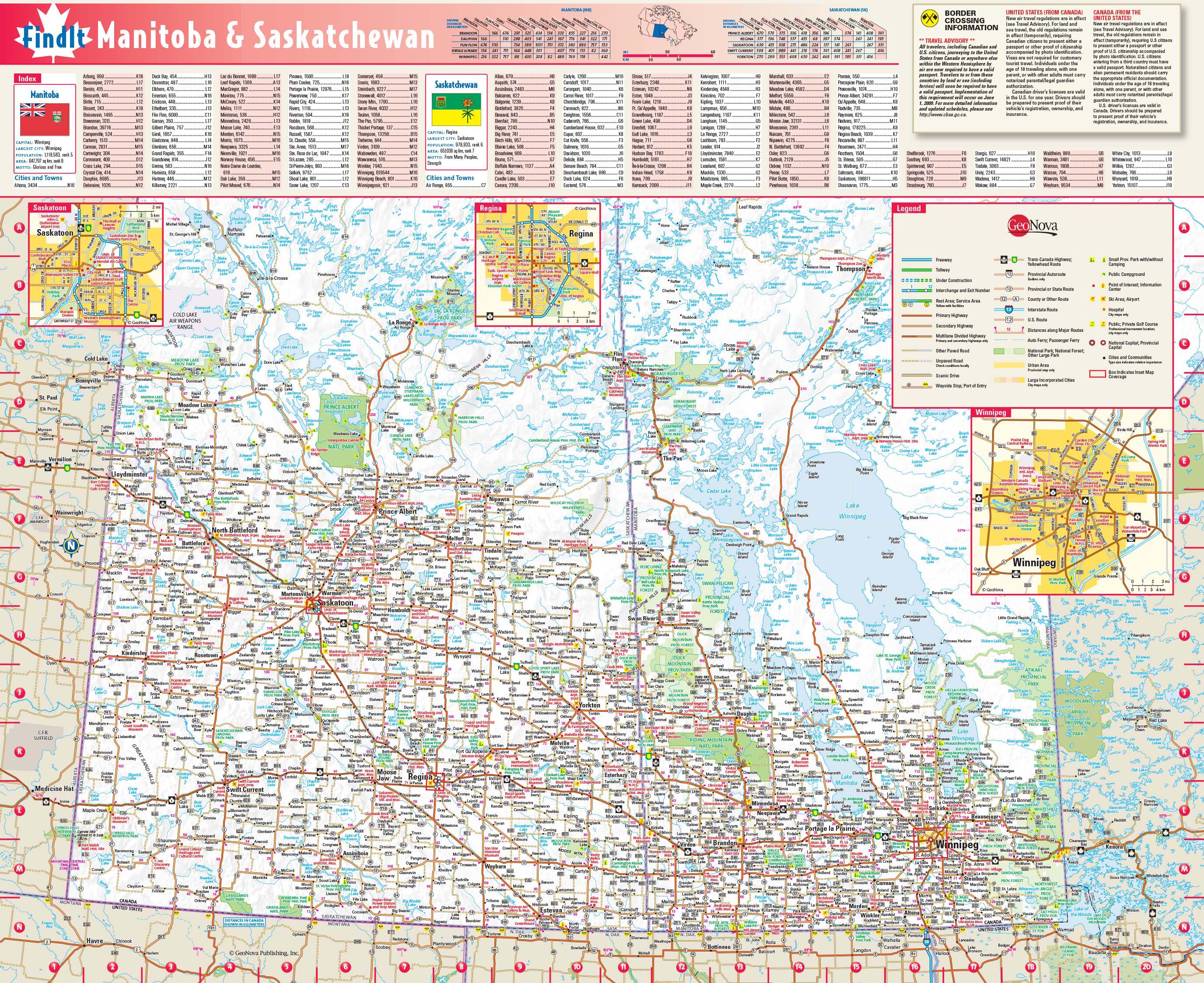 Manitoba And Saskatchewan Wall Map By GeoNova MapSales   ProvFindIt MB SK Mar10 